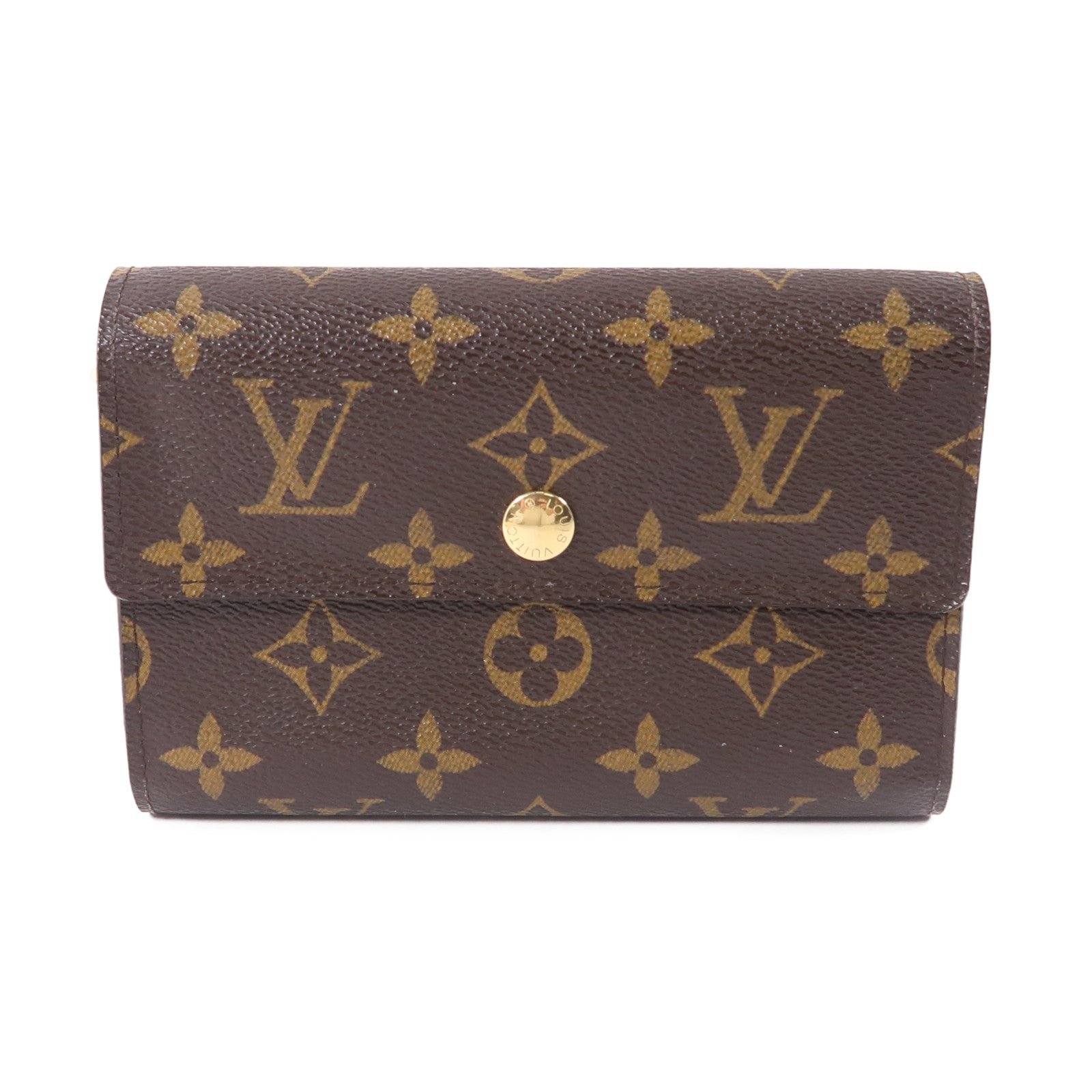 LOUIS VUITTON Monogram Portefeuille Alexandra金扣錢包啡色