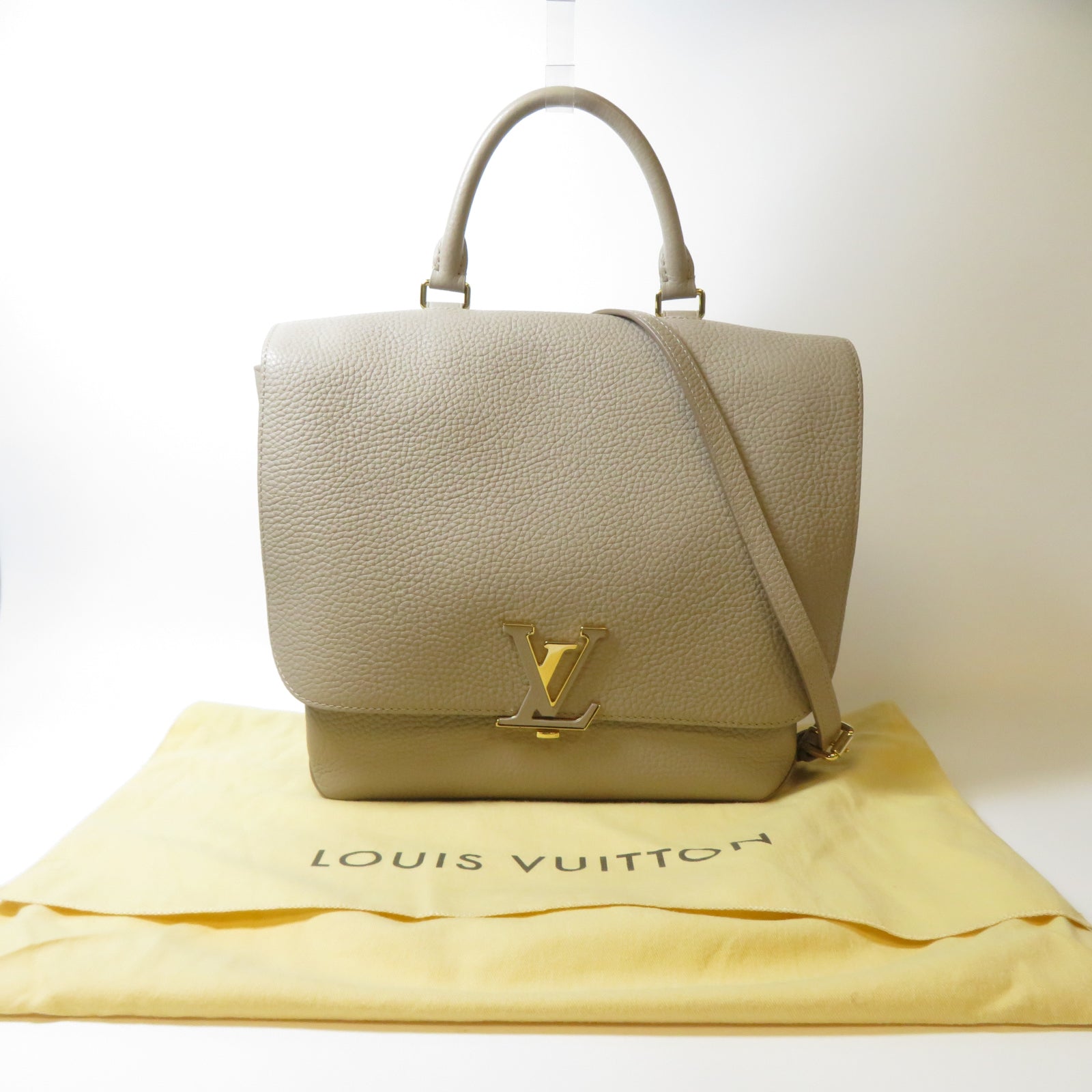 LOUIS VUITTON 【激減優惠】牛皮皮革Volta金扣手挽肩背兩用袋米色