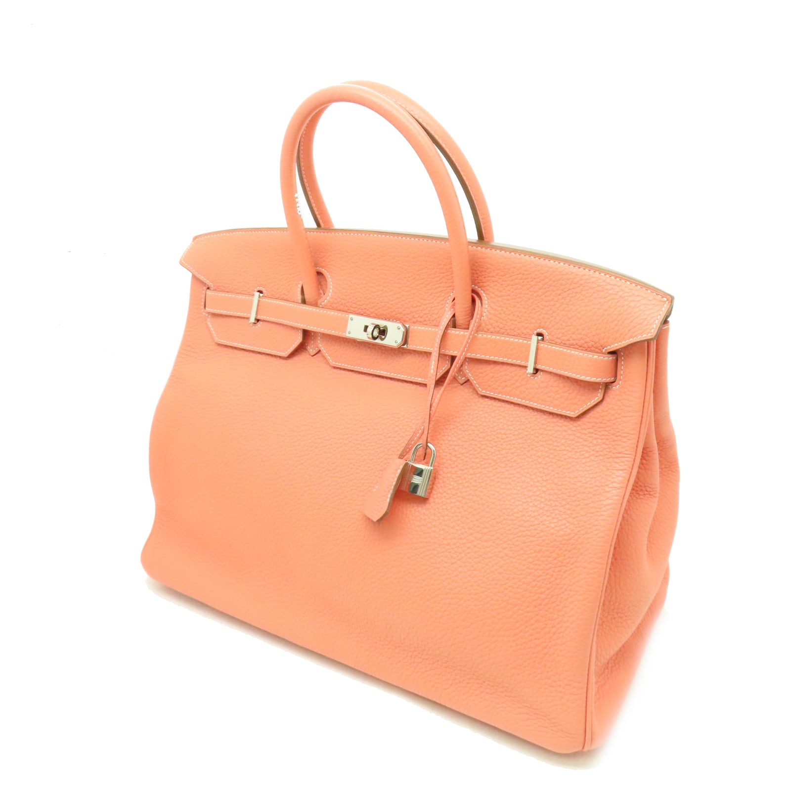 HERMES 【清倉大減價】Taurillon Clemence皮革Birkin 40銀扣手挽袋龍蝦粉色