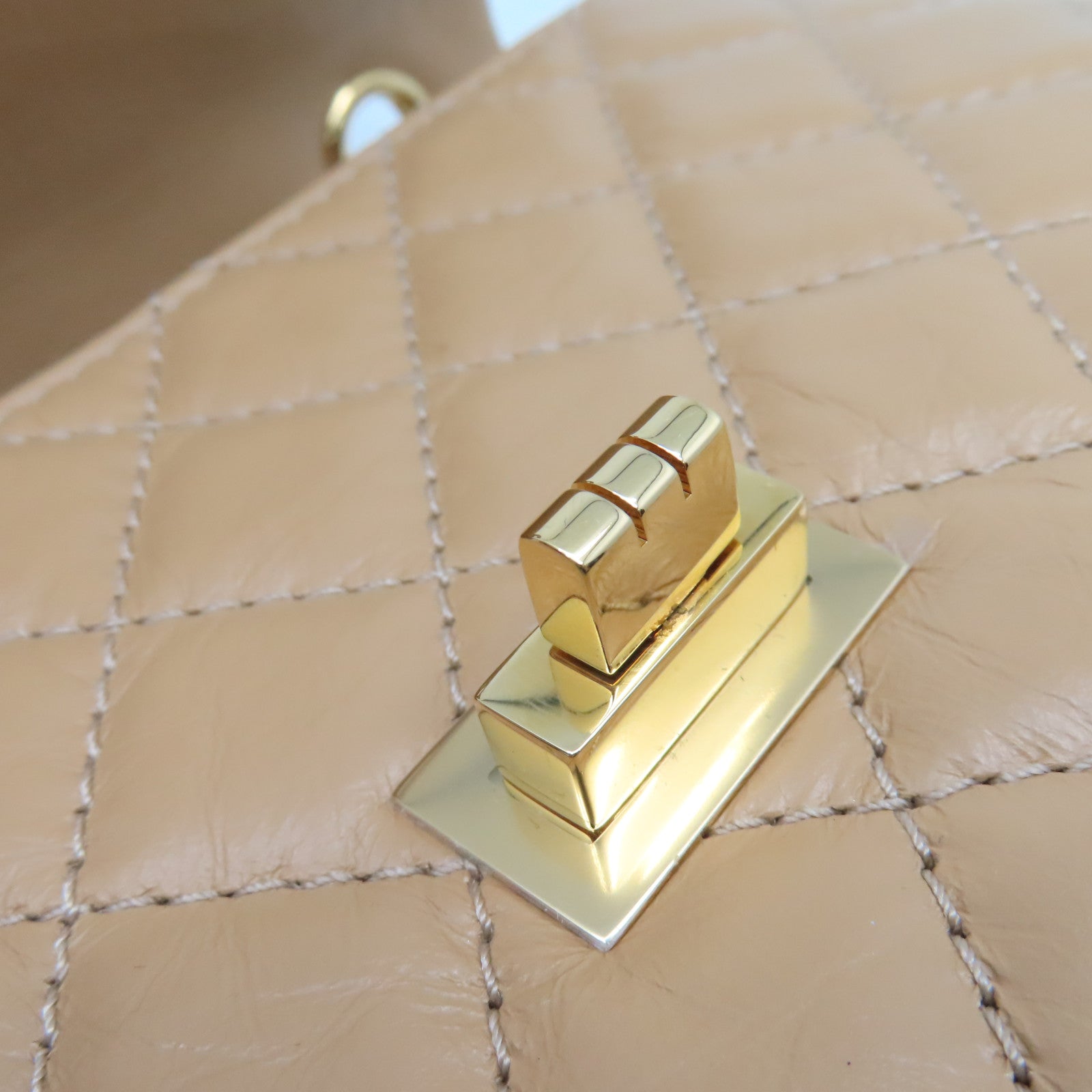 CHANEL 菱格牛皮皮革Mini 2.55 Chain Shoulder Bag金扣鏈帶肩背袋啡色