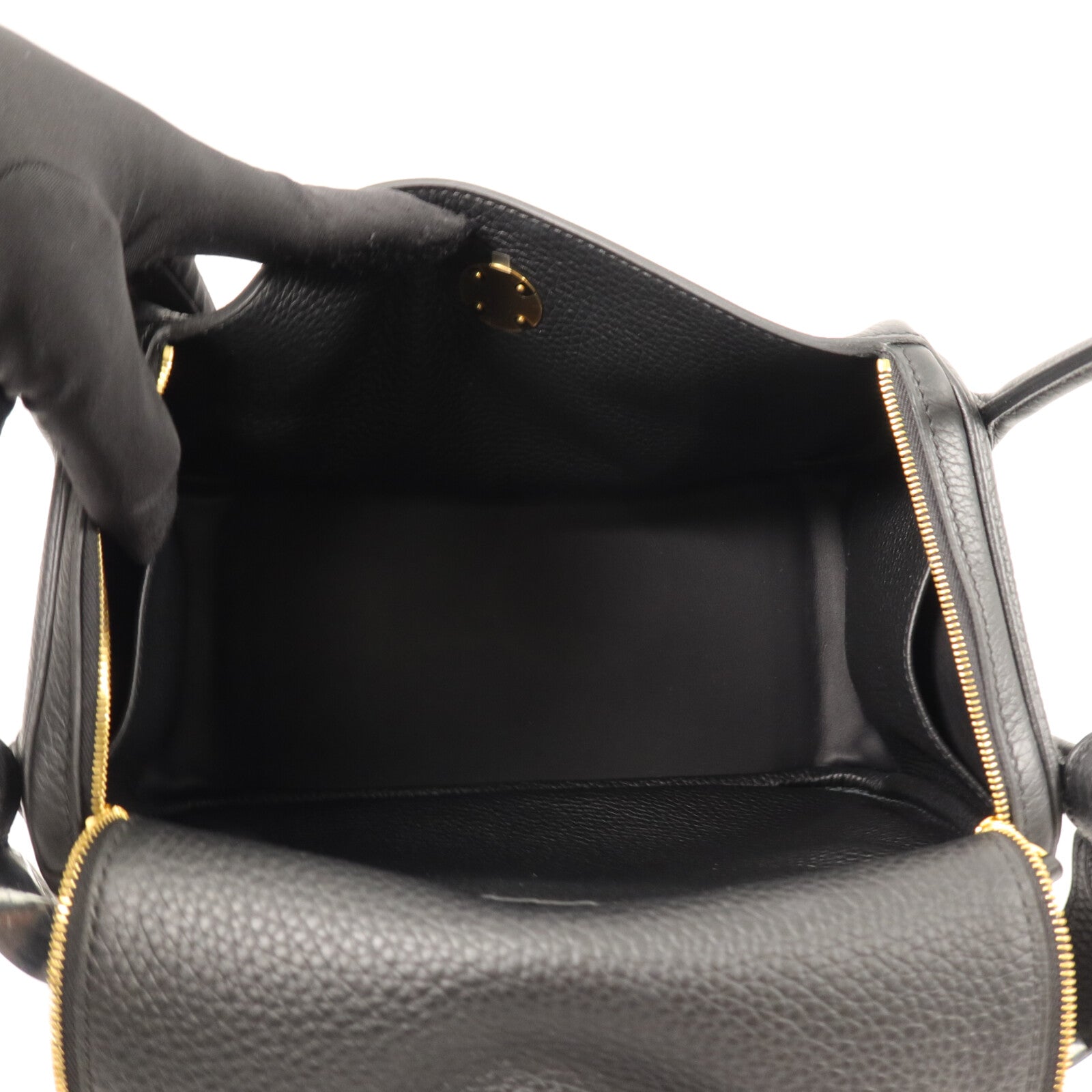 HERMES Clemence皮革Lindy 26手挽肩背兩用袋Noir