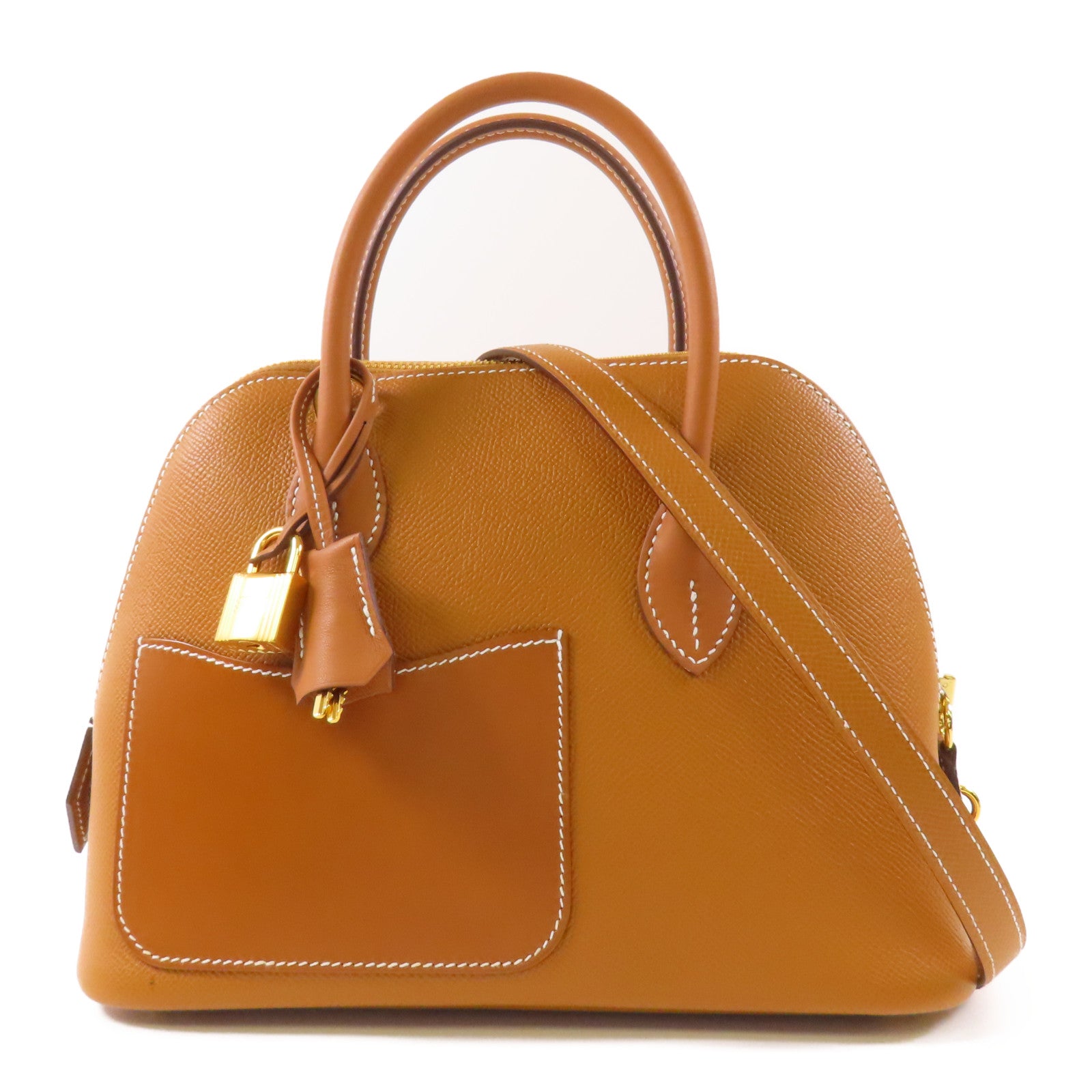 HERMES Epsom皮革Bolide 1923 Desordre 25金扣手挽肩背兩用袋37 Gold