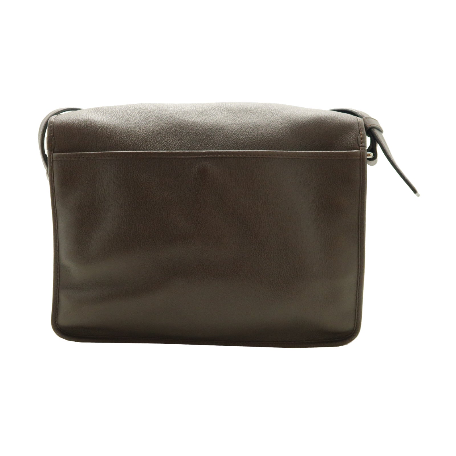 LOEWE 牛皮皮革Shoulder Bag銀扣肩背袋啡色