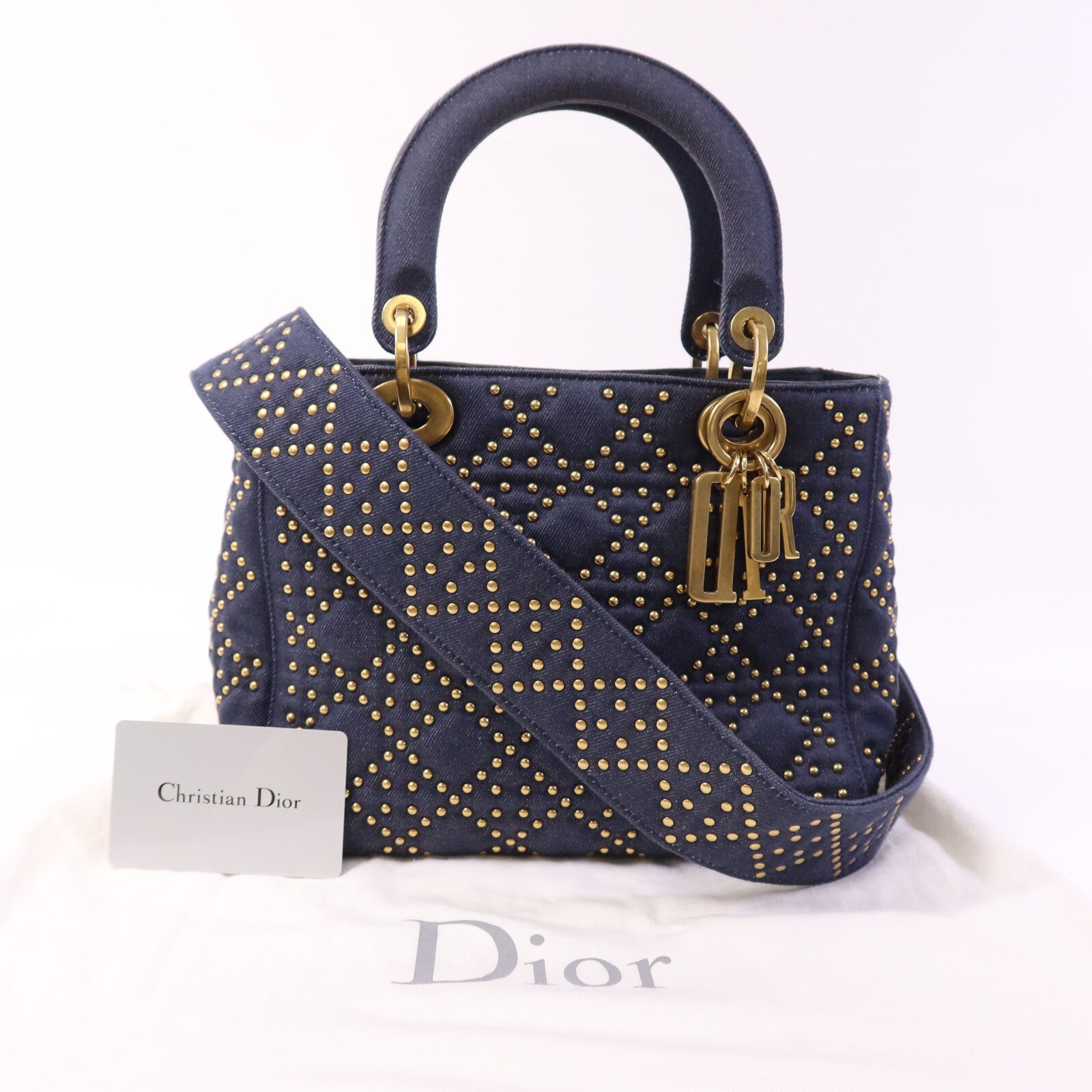 Dior 【激減優惠】Denim Lady Dior Tote金扣手挽肩背兩用袋