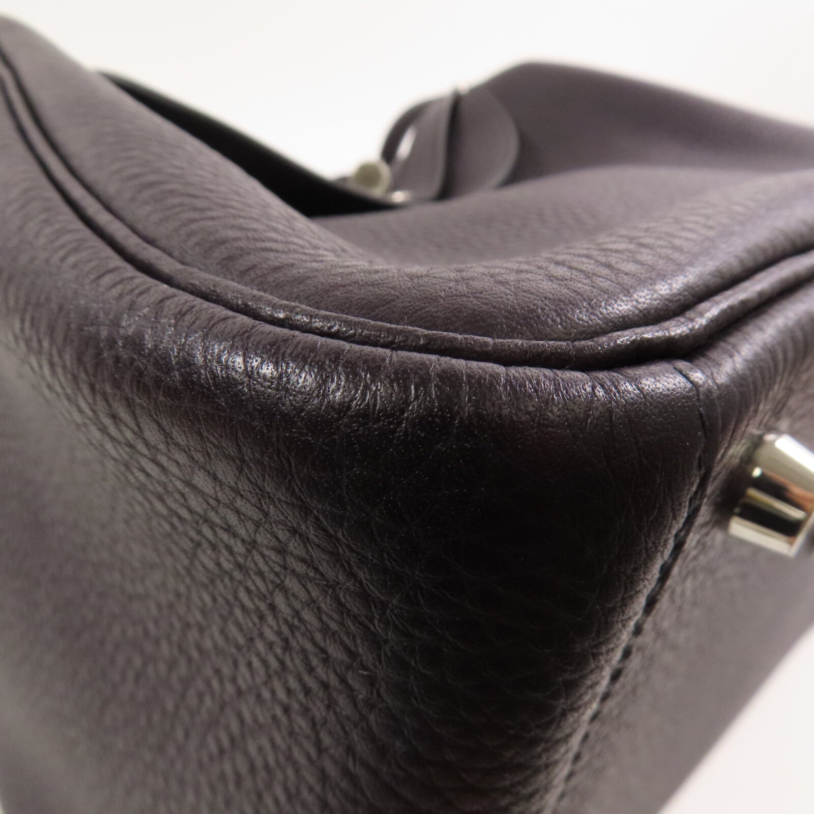 HERMES Clemence皮革Lindy 30銀扣肩背袋Raisin