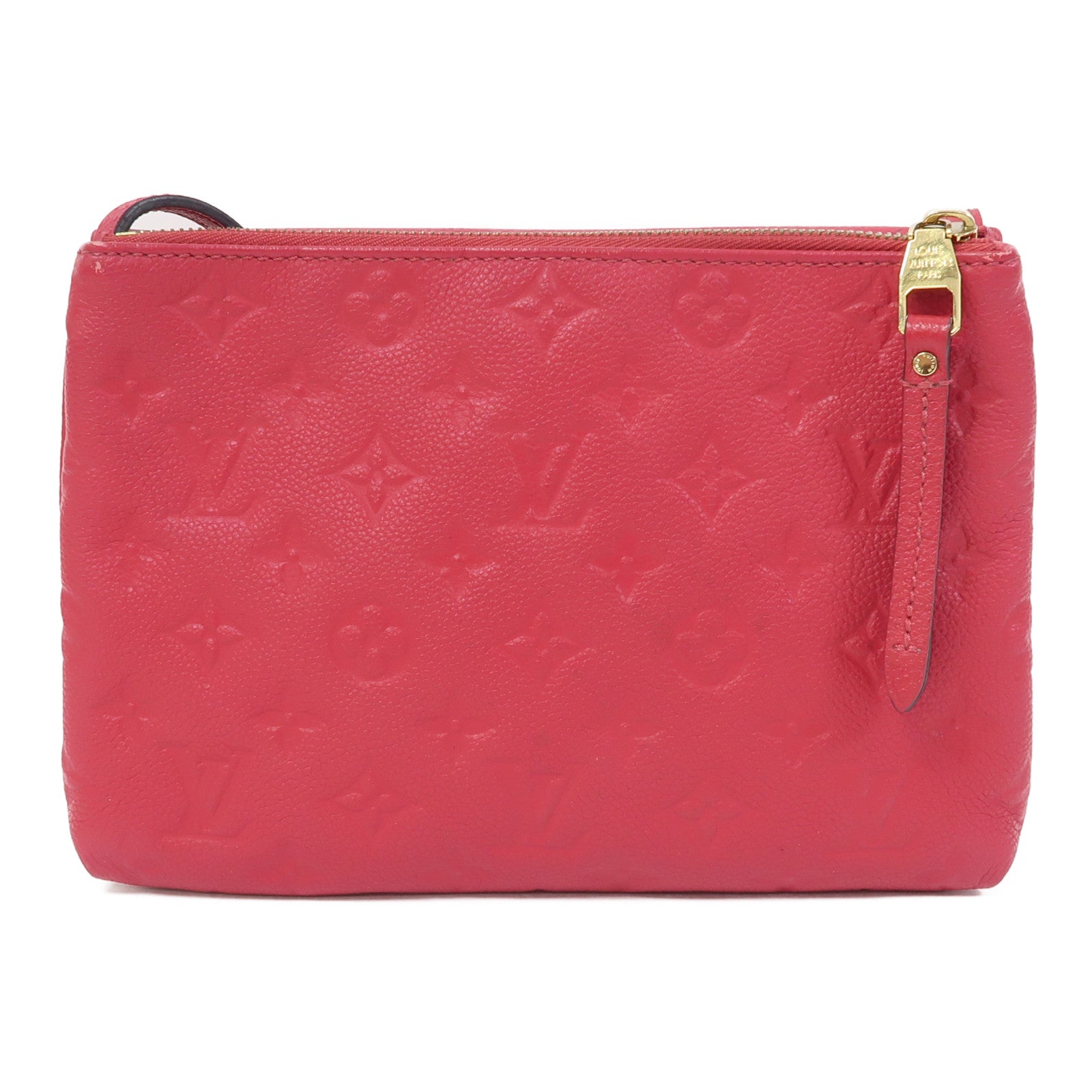 LOUIS VUITTON Monogram Empreinte Twice金扣肩背袋紅色