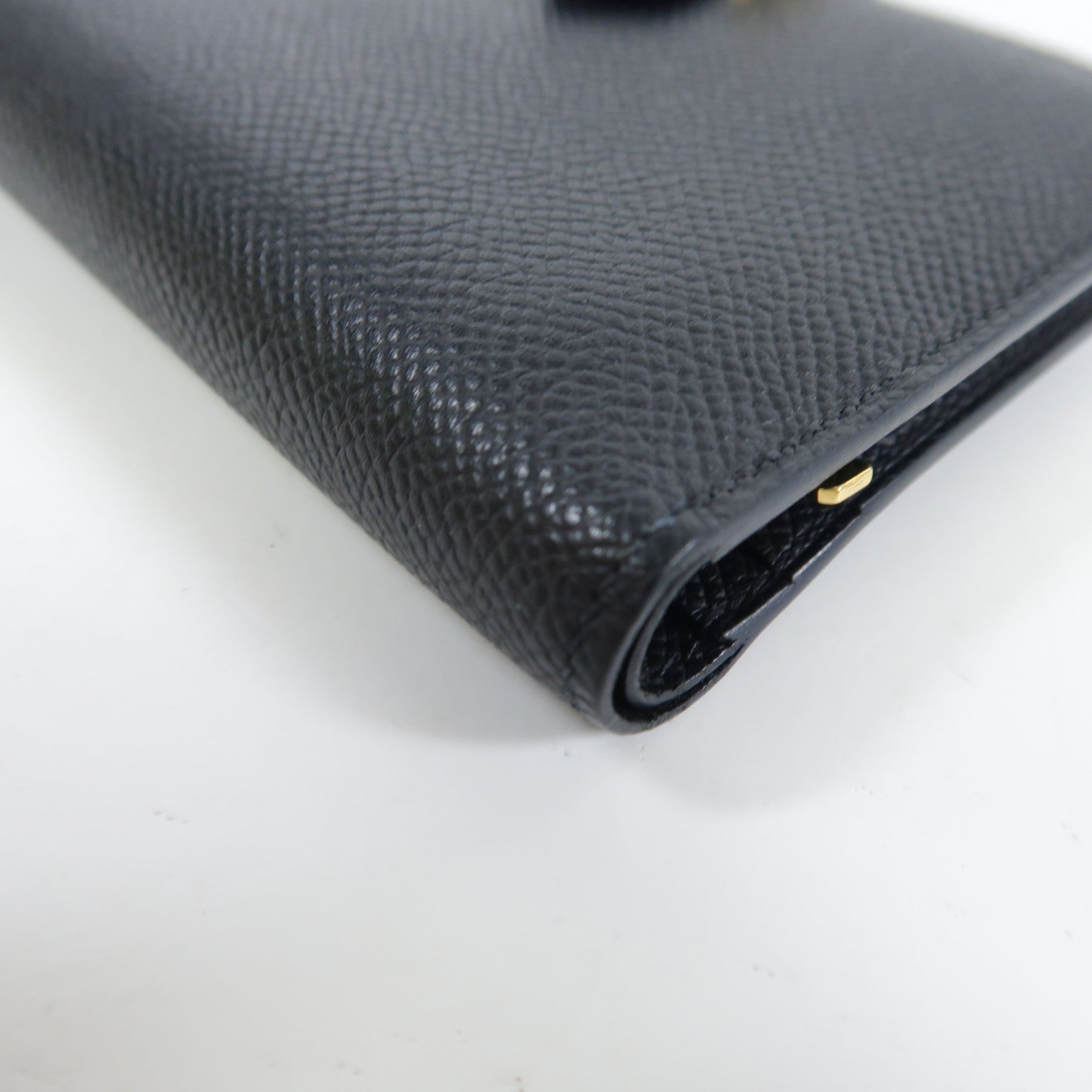 HERMES Epsom皮革Bearn Compact金扣錢包Noir