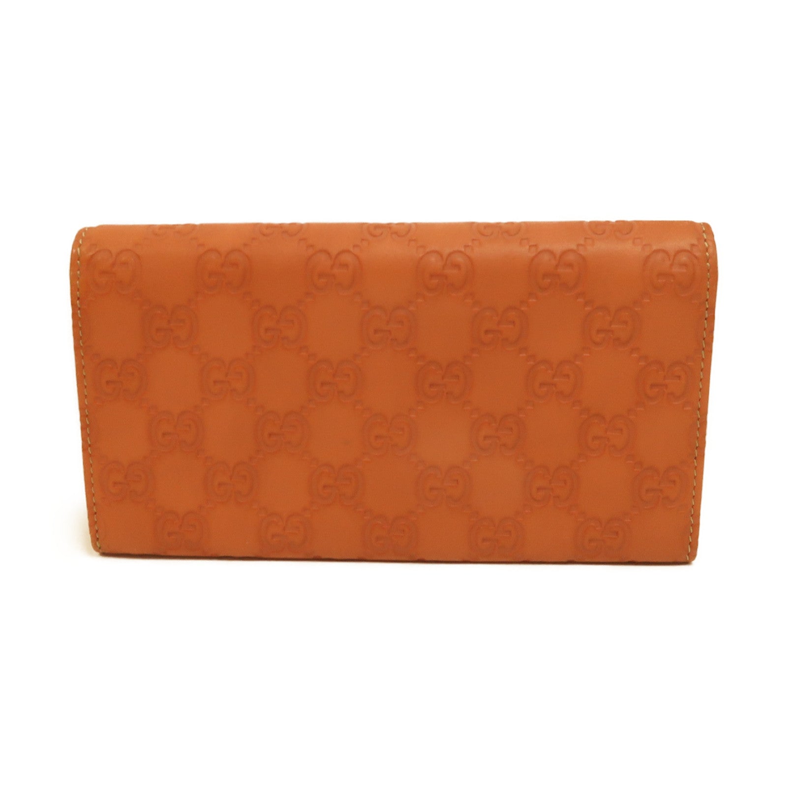 GUCCI 牛皮皮革Long Wallet金扣長錢包橙色
