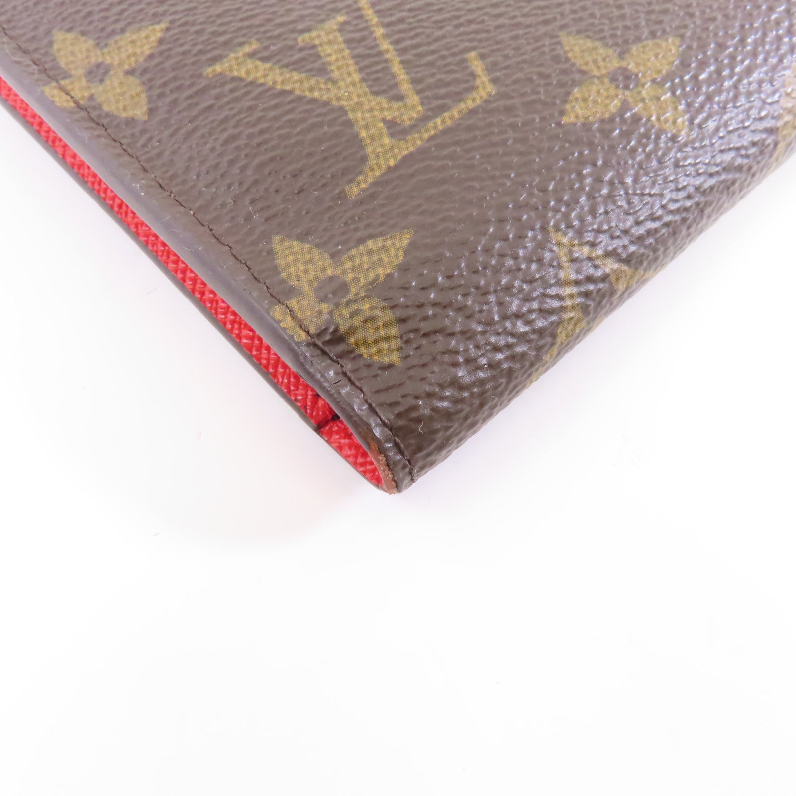 LOUIS VUITTON Monogram Double Zipper Wallet金扣長錢包啡色/紅色
