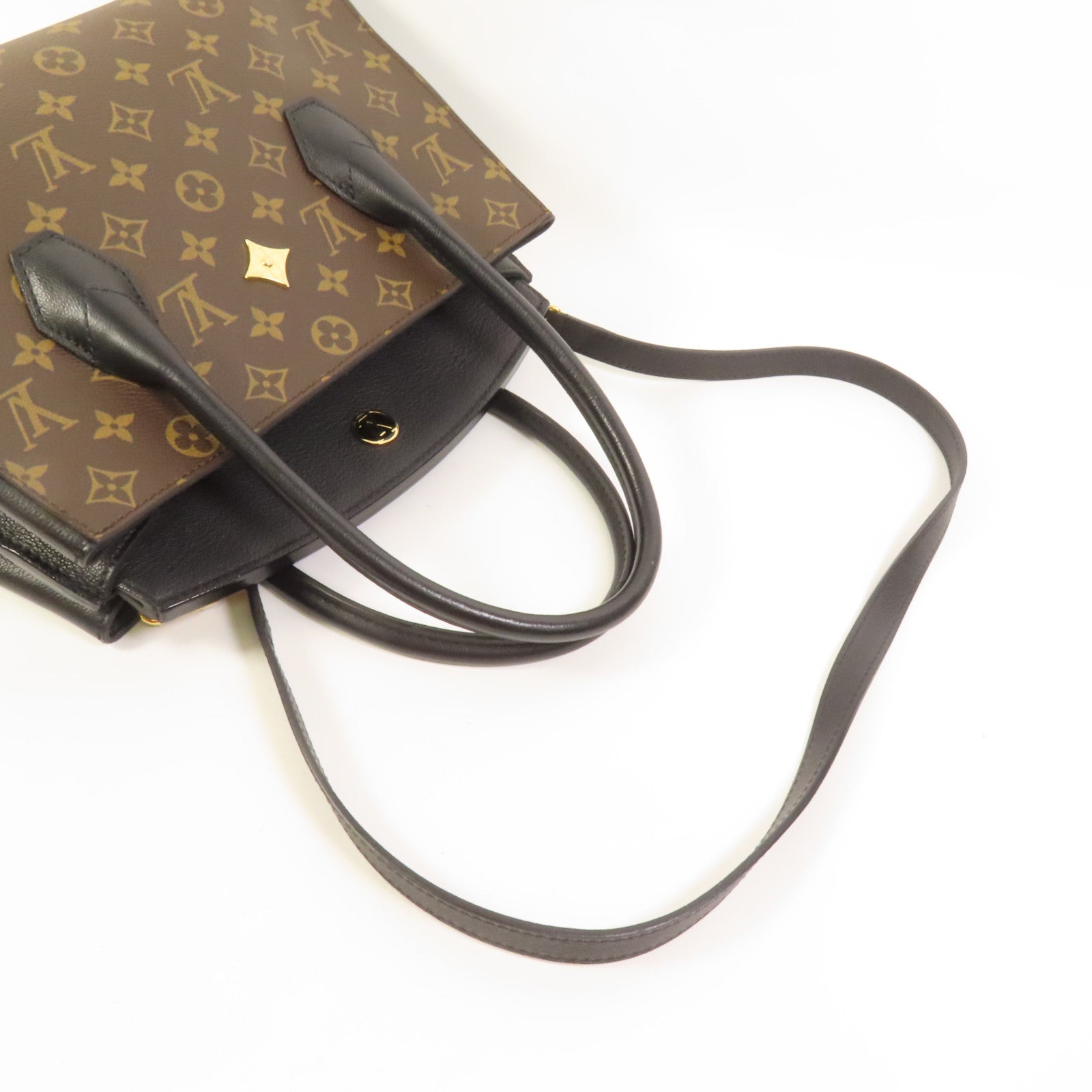 LOUIS VUITTON Monogram/牛皮皮革Florine金扣手挽肩背兩用袋