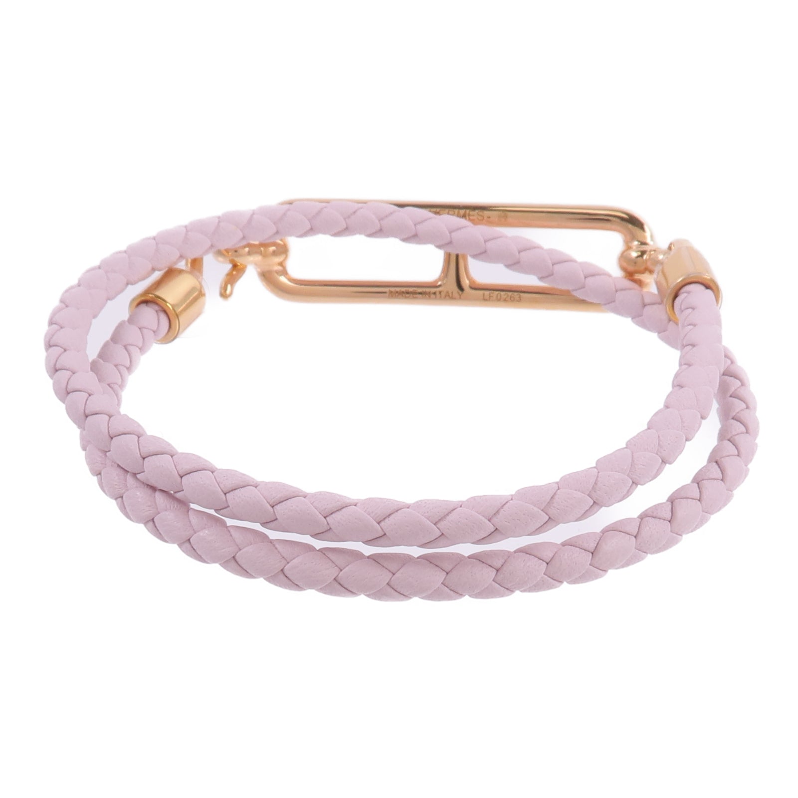 HERMES Swift皮革Roulis Double Tour Bracelet手帶Mauve Pale