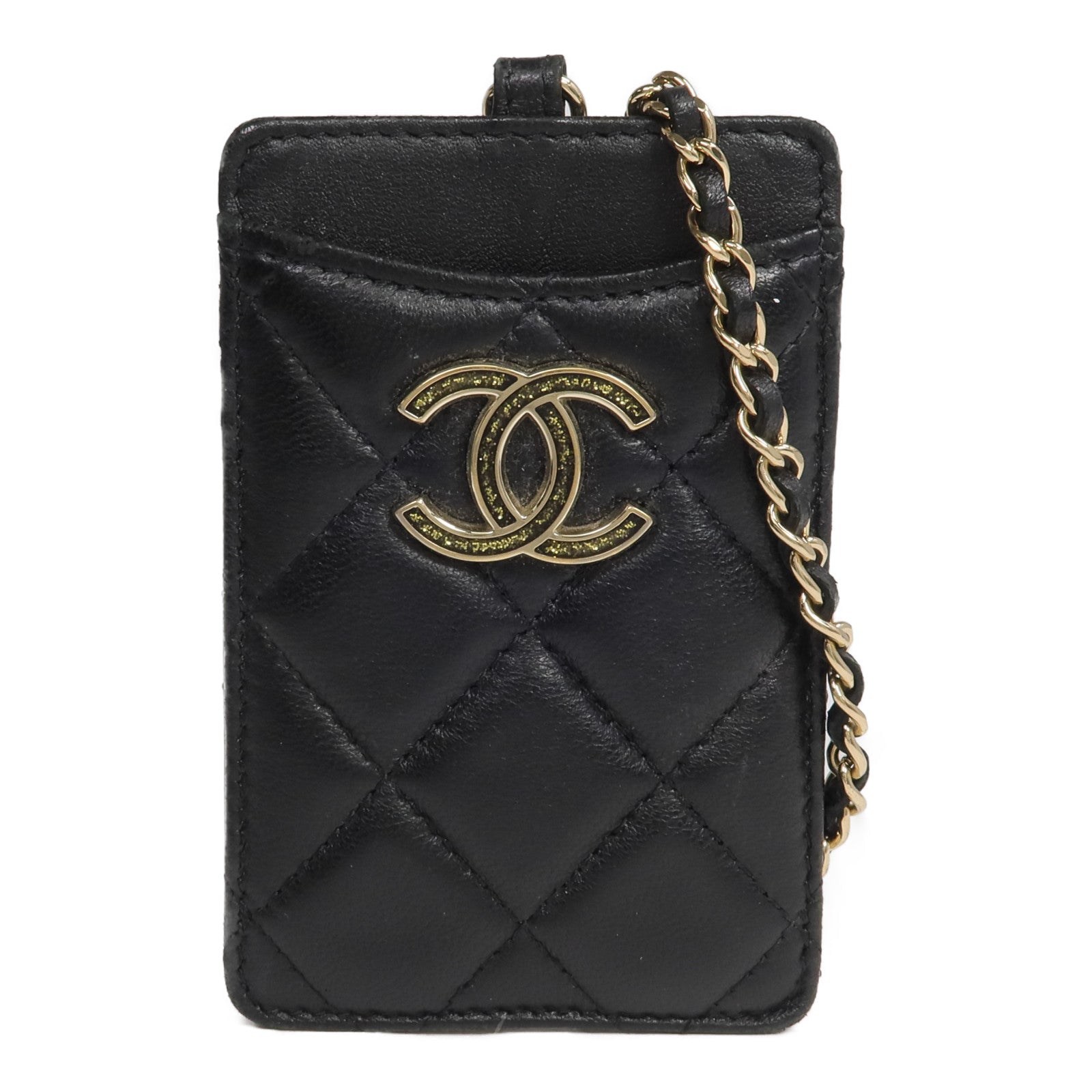 CHANEL 羊皮皮革Card Holder鏈帶卡片套