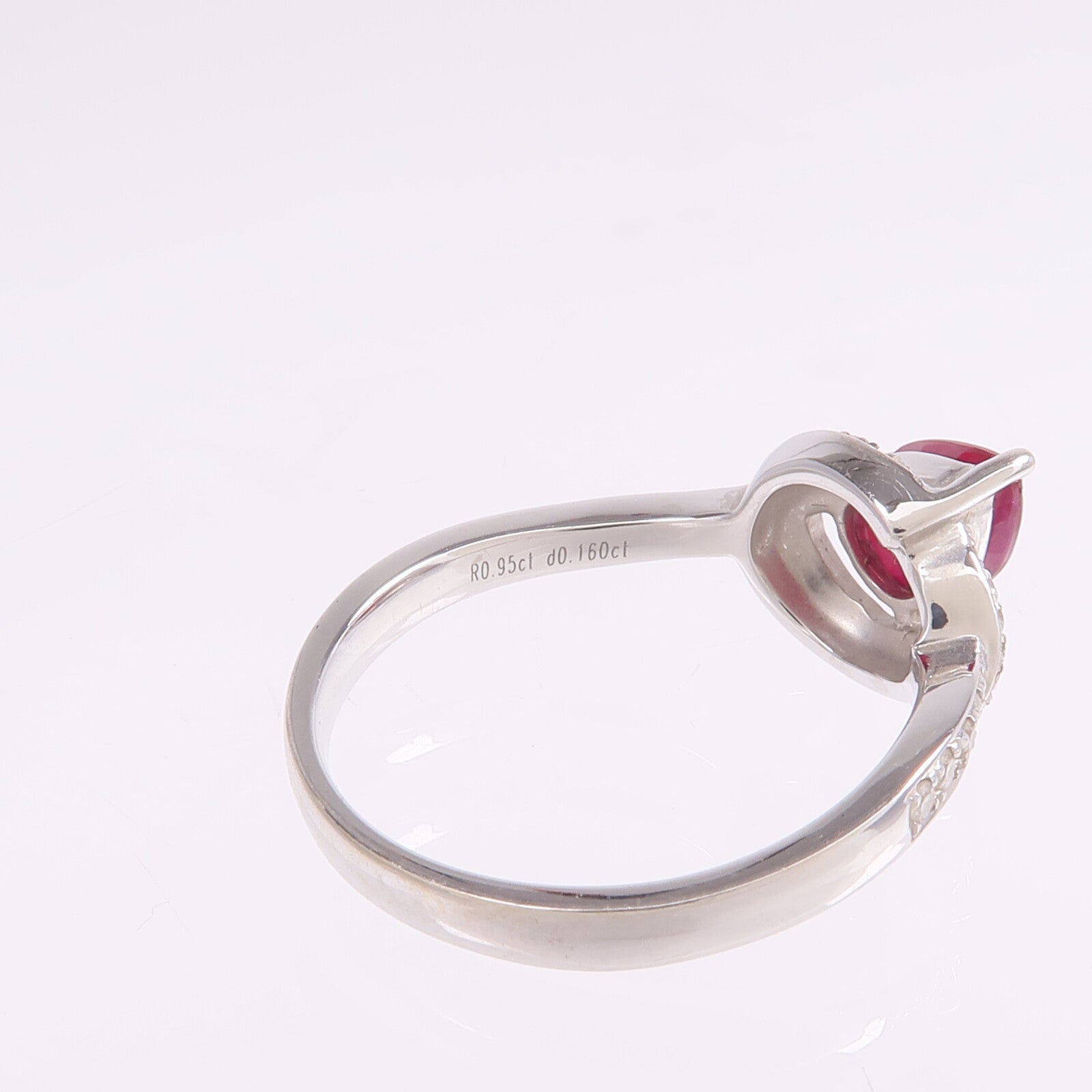 JEWELRY 18K白金Ruby Diamond Ring紅寶石/鑽石戒指US#6.5