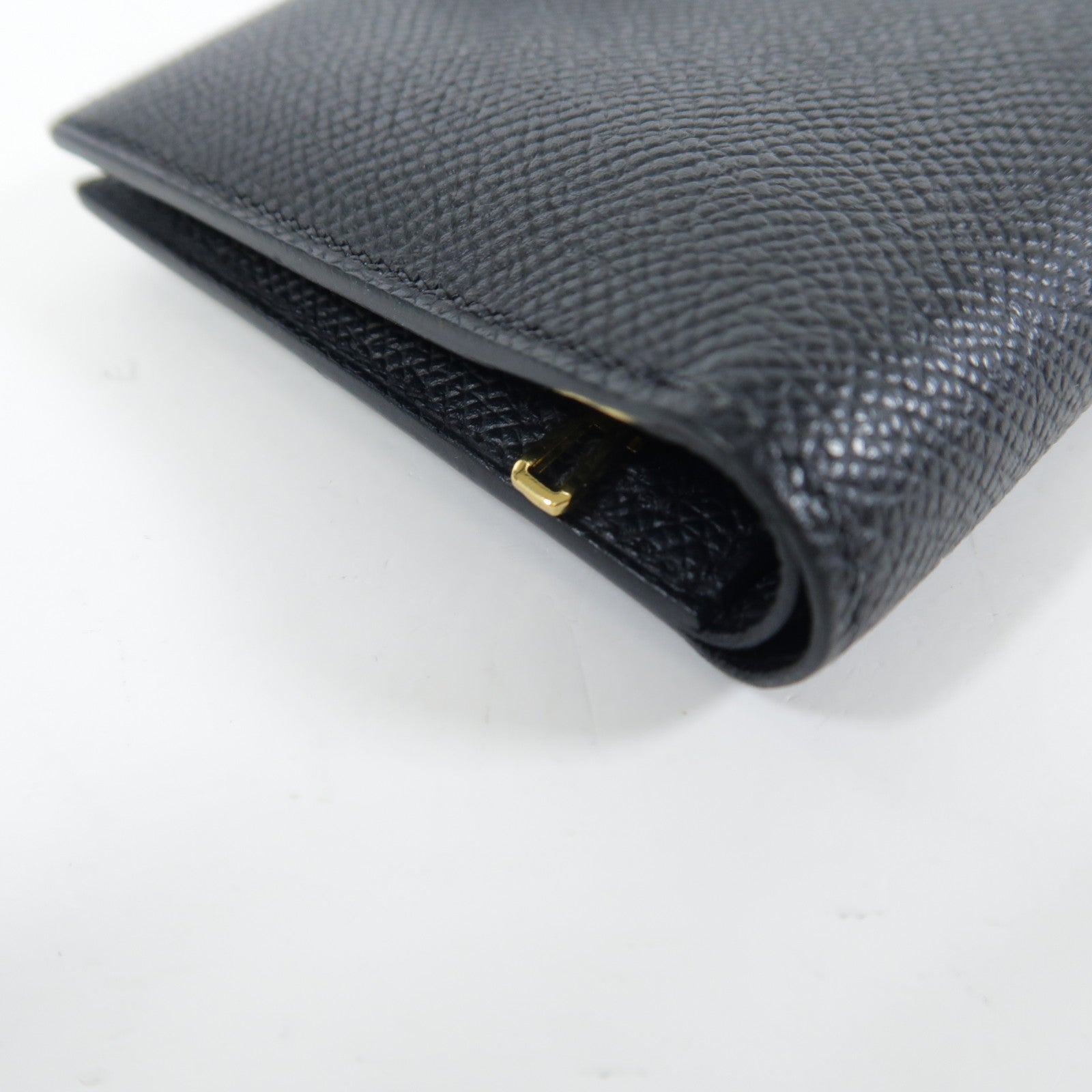 HERMES Epsom皮革Bearn Compact金扣錢包Noir