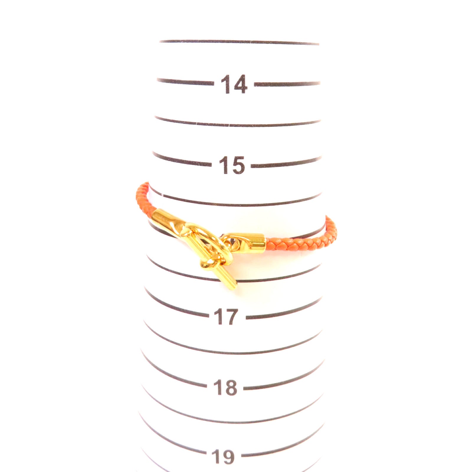 HERMES 牛皮皮革Glenan Bracelet金扣手鏈橙色