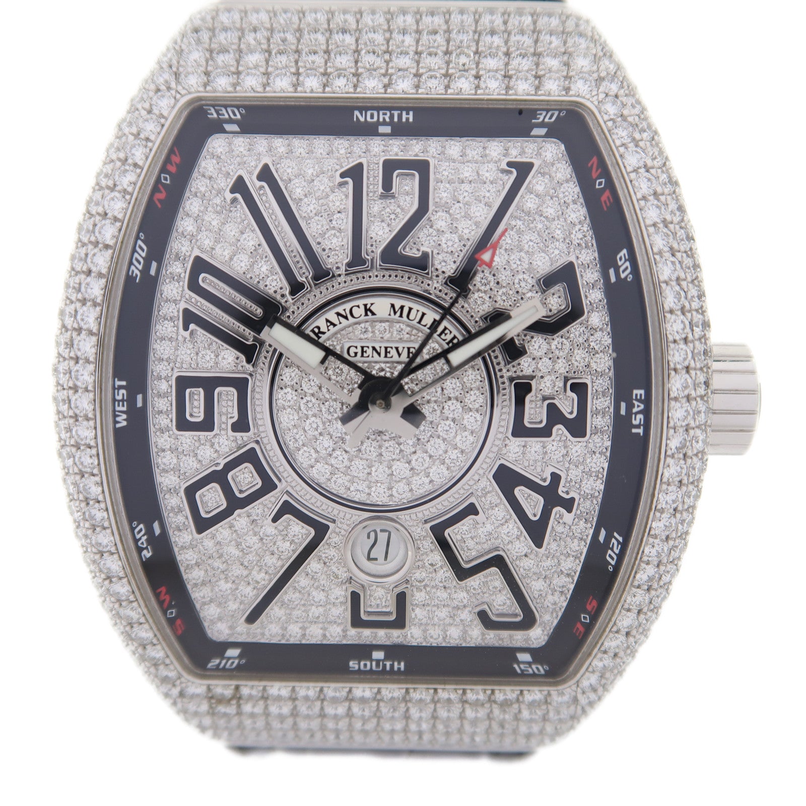 FRANCK MULLER Vanguard Diamond 18K白金/橡膠帶手錶自動機芯銀色