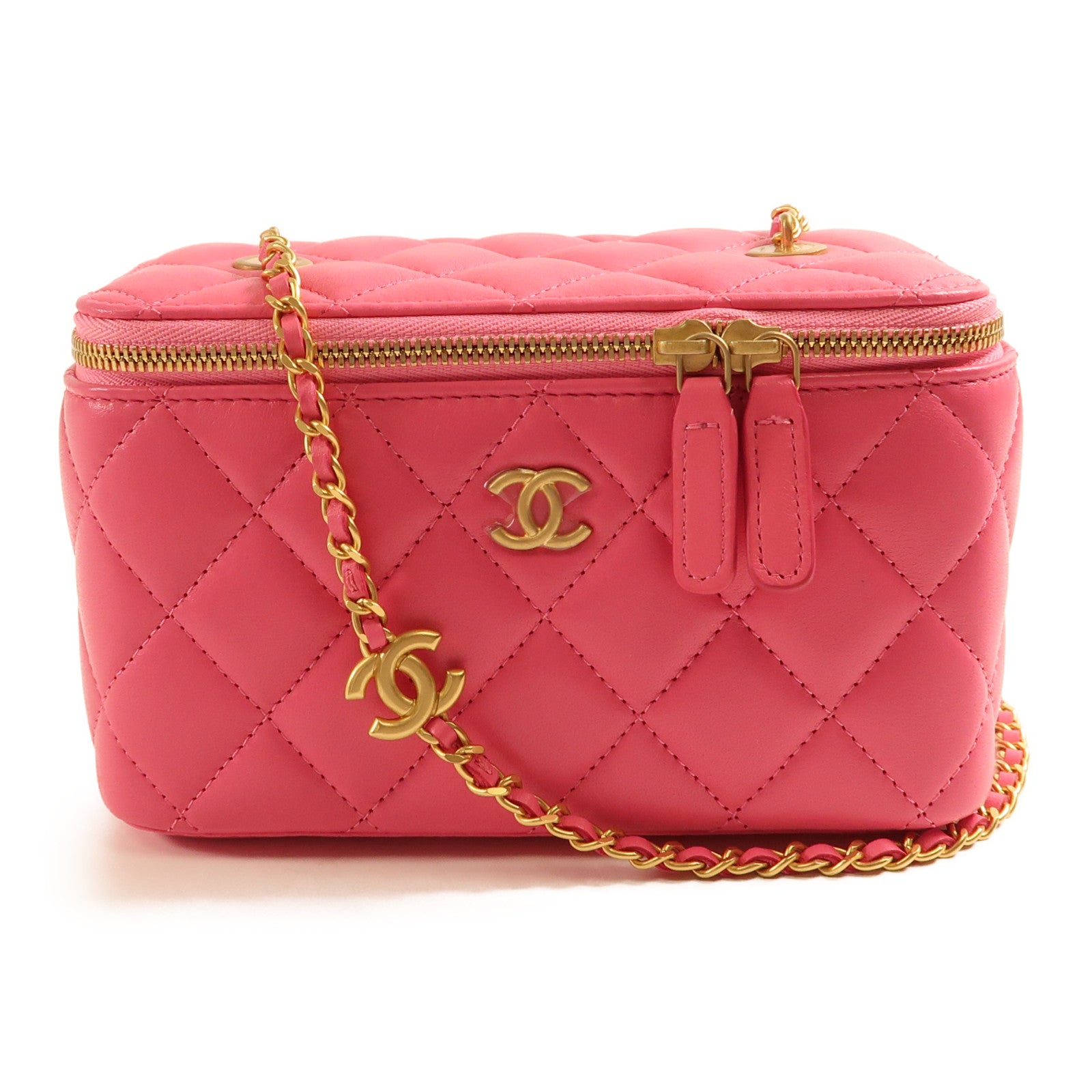 CHANEL 【激減優惠】羊皮皮革Vanity Case金扣鏈帶肩背袋