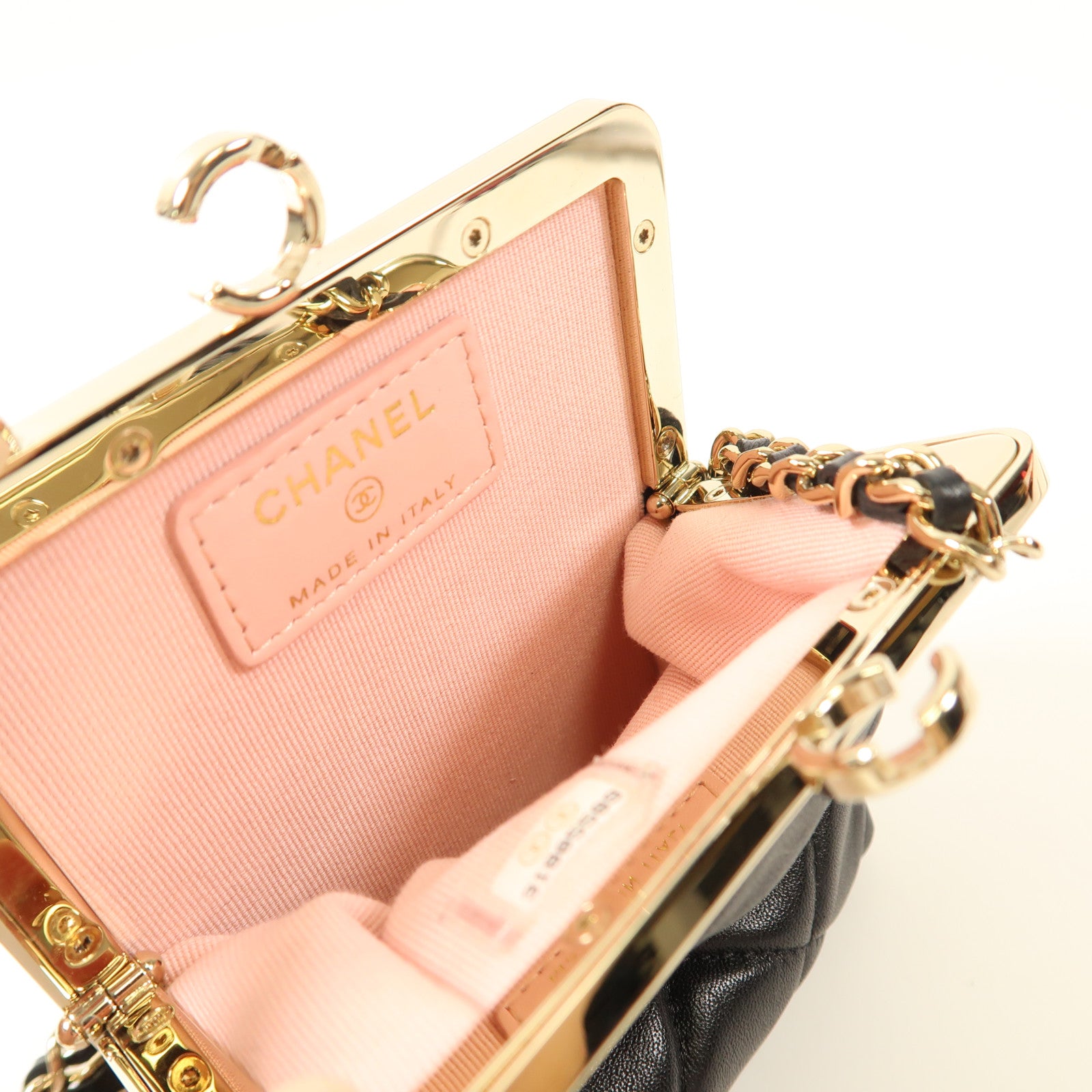 CHANEL 羊皮皮革Mini Chain Shoulder Bag金扣鏈帶肩背袋