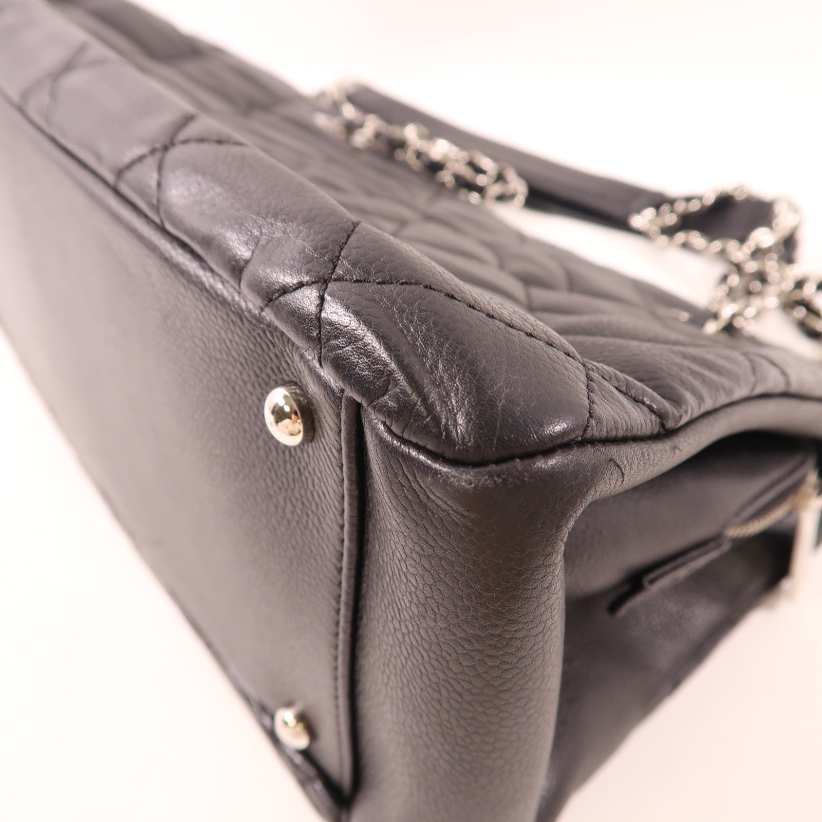 CHANEL 牛皮皮革Shoulder Tote銀扣鏈帶肩背袋/手挽袋