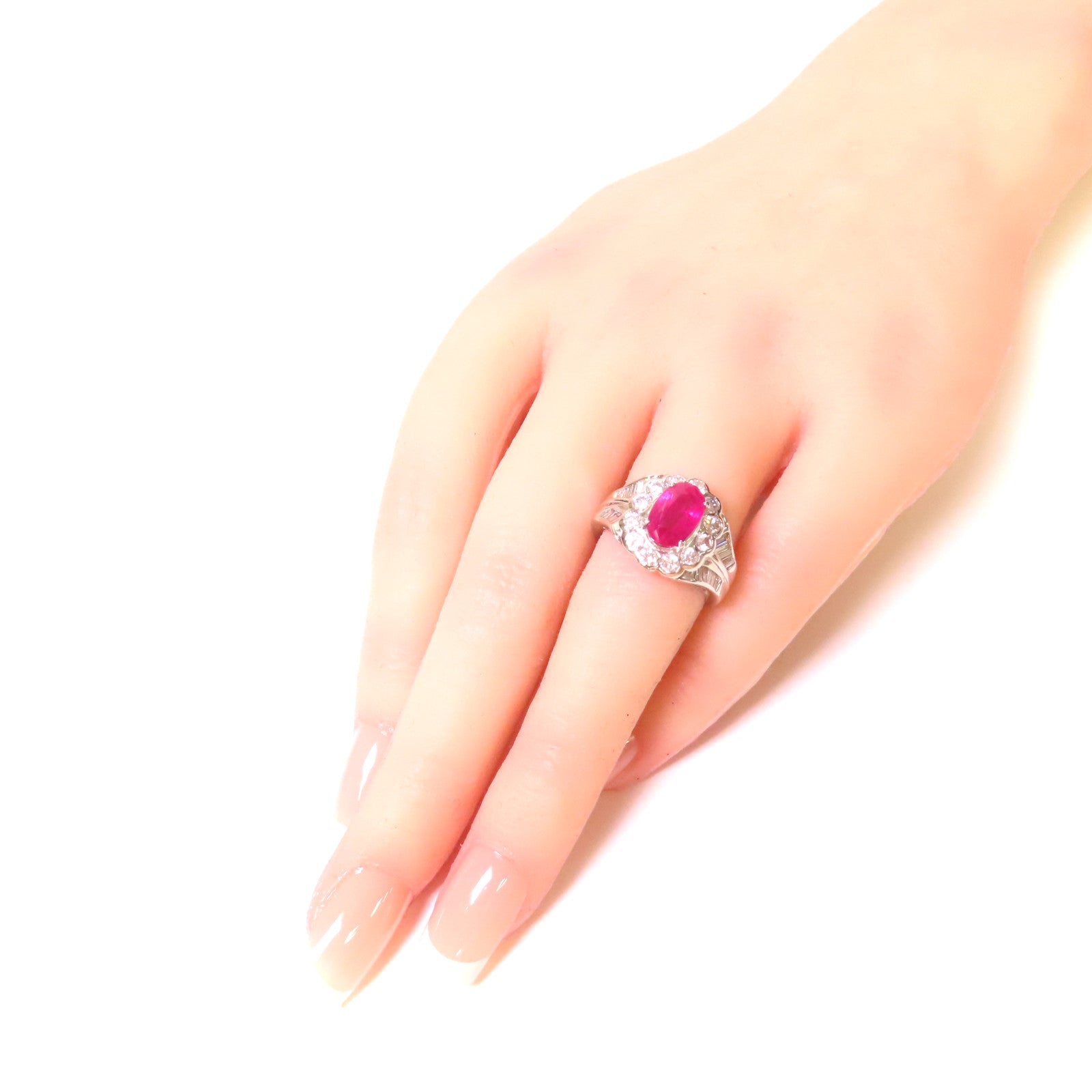 JEWELRY 【激減優惠】PT900鉑金/2.10ct紅寶石/1.12ct鑽石Ruby Ring戒指US#5.5