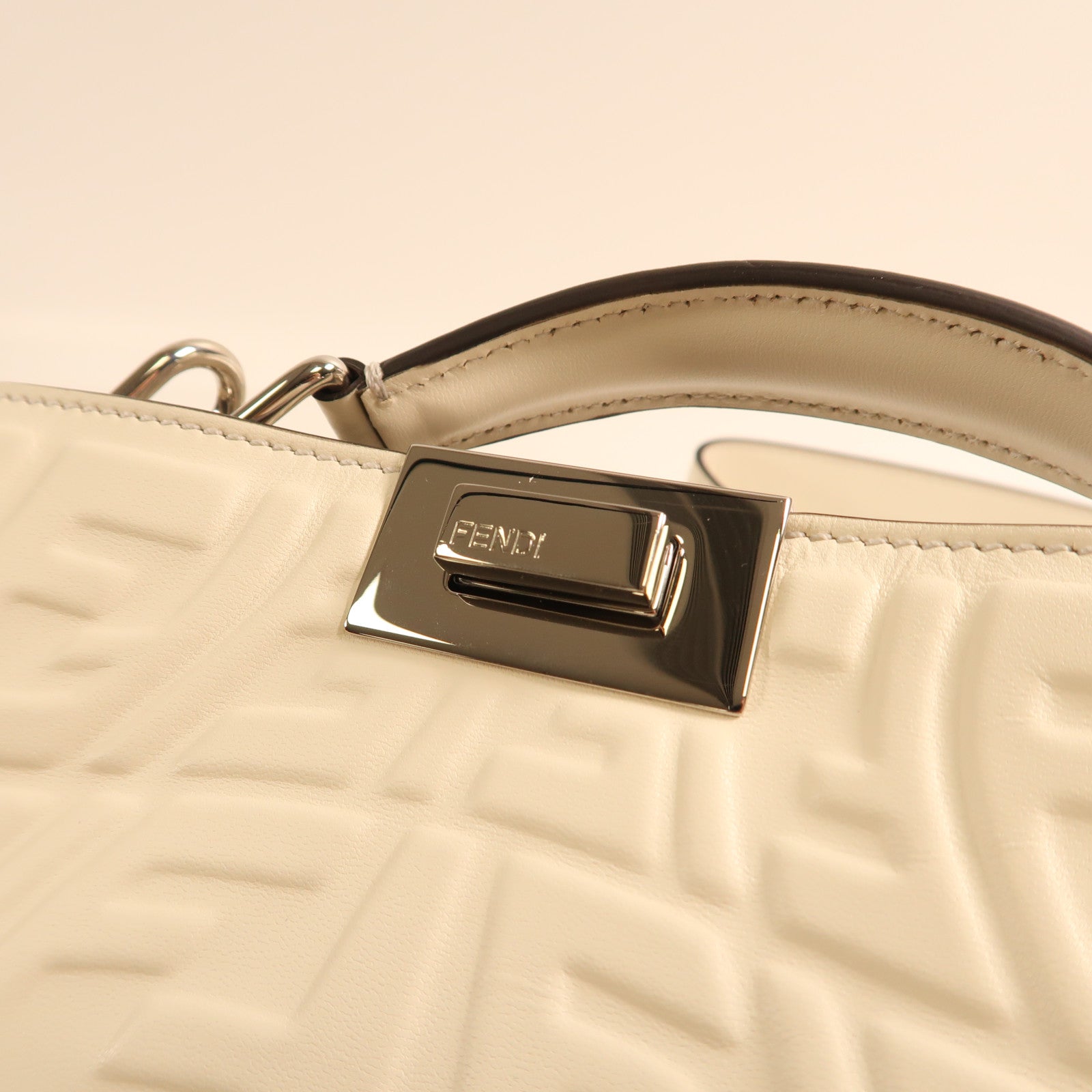 FENDI SHW Peekaboo 2Way Shoulder Handbag Calfskin Leather 7VA530 White