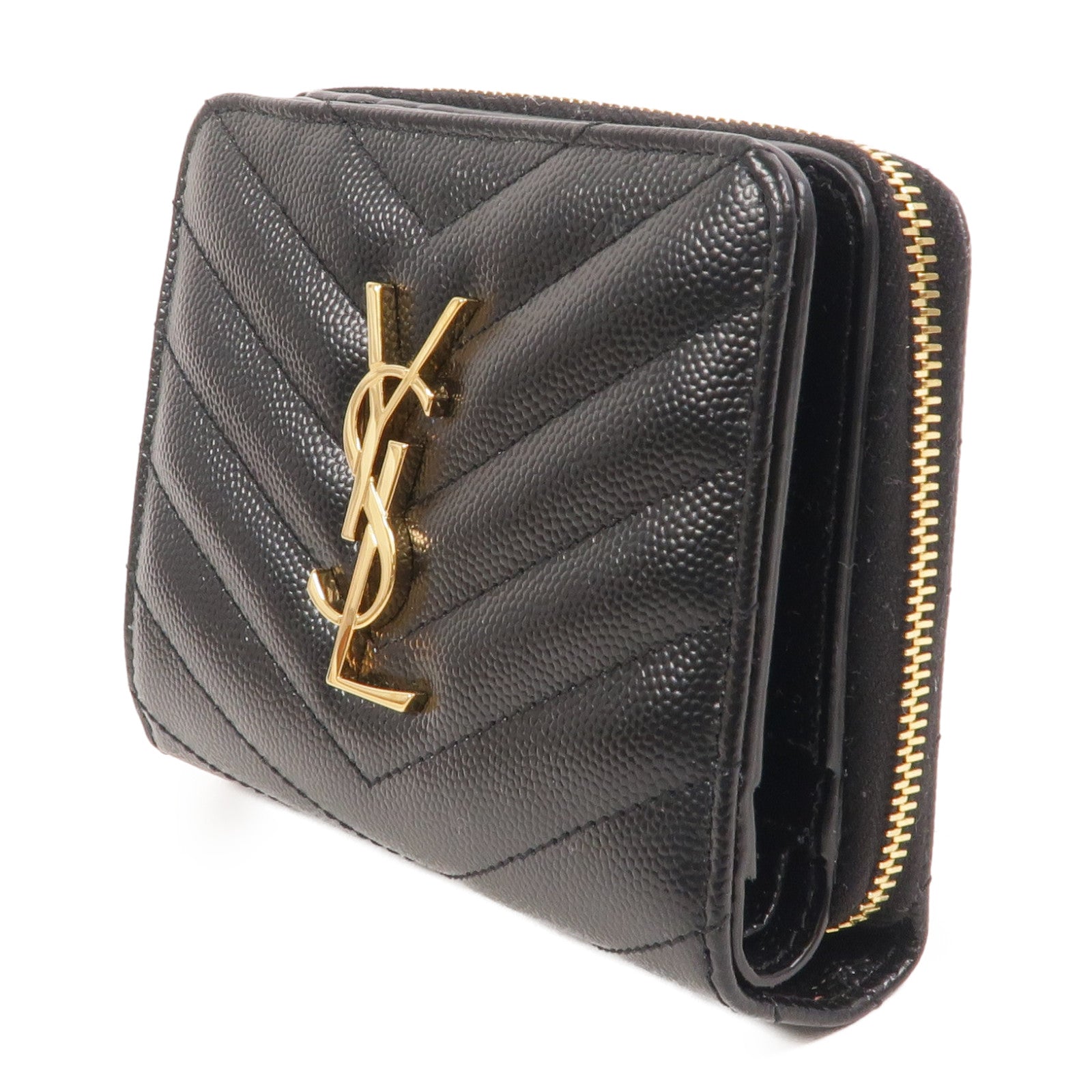 SAINT LAURENT 牛皮皮革Zip Round Wallet錢包