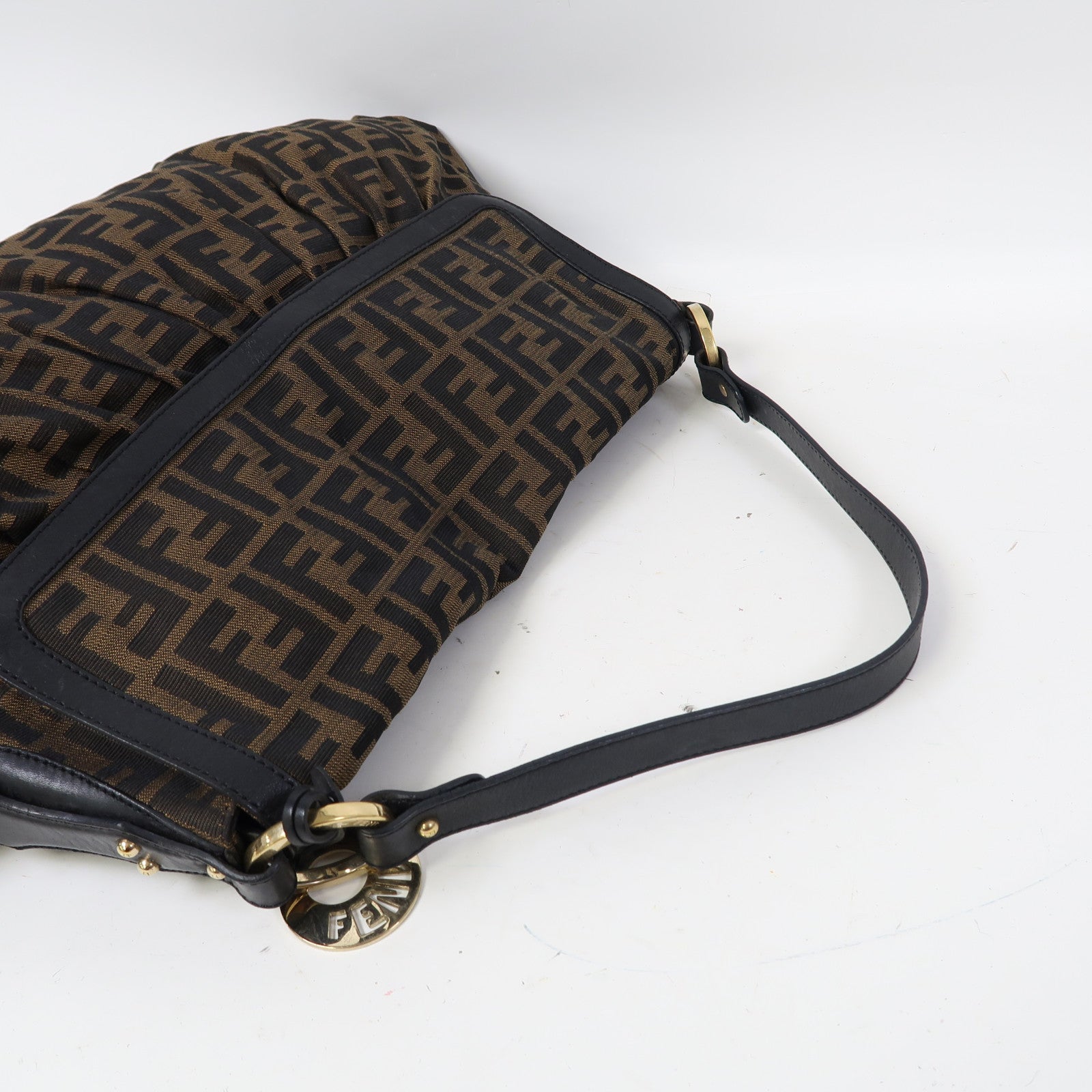 FENDI 帆布Shoulder Bag金扣肩背袋啡色