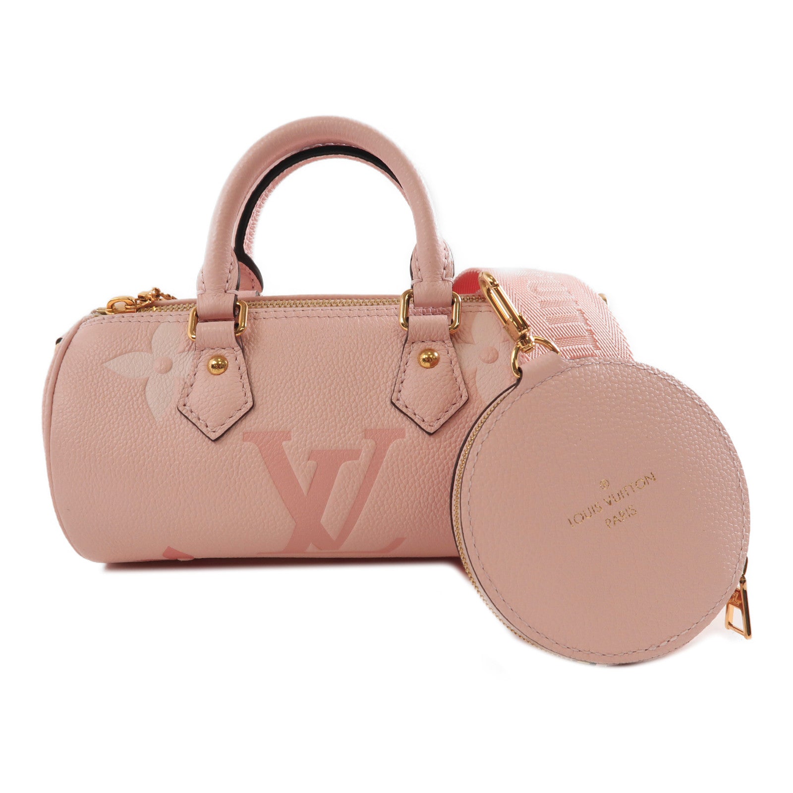 LOUIS VUITTON Mono Empreinte Papillon BB金扣手挽肩背兩用袋粉紅色