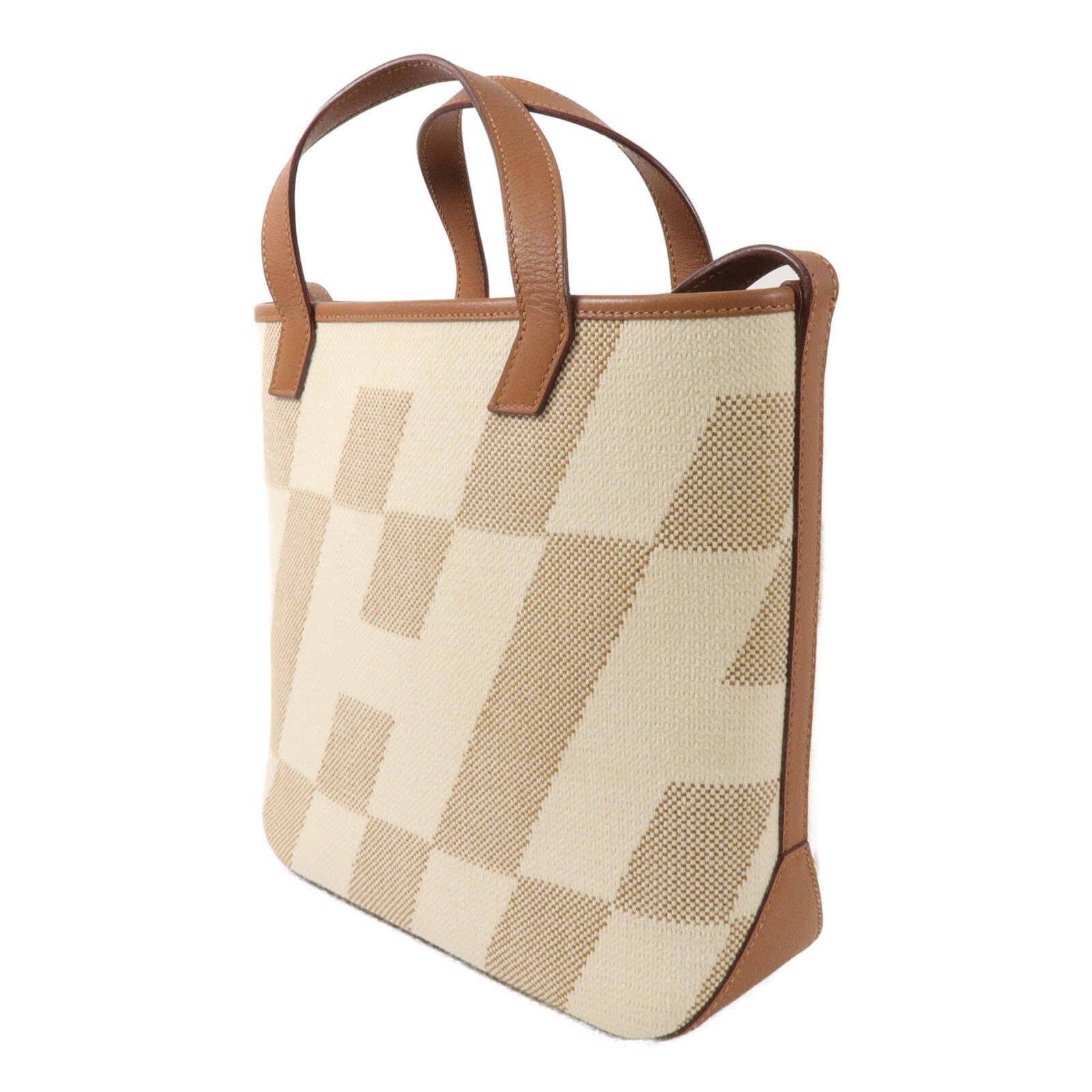 HERMES 帆布Cabas H En Biais 27手挽肩背兩用袋Gold/Beige