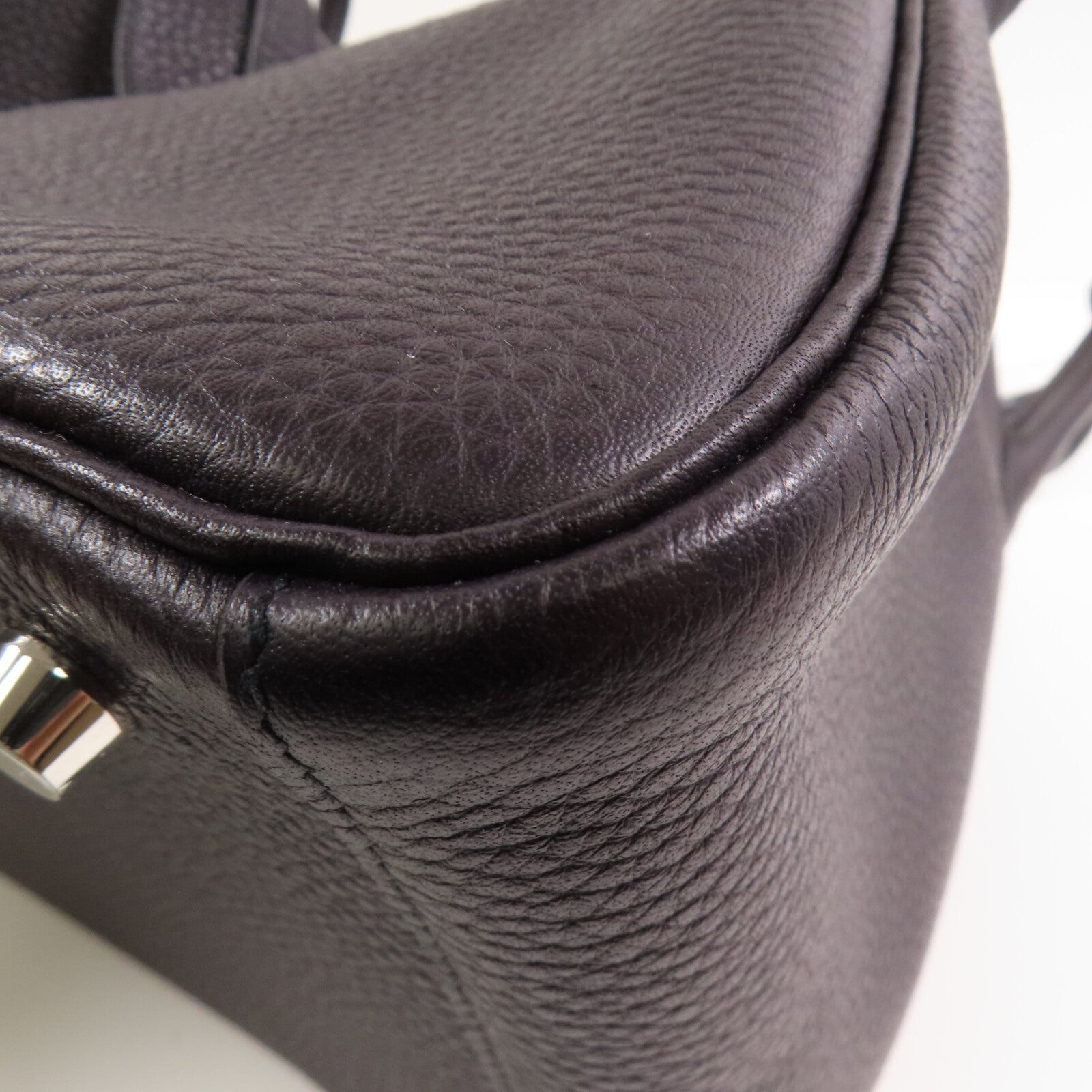 HERMES Clemence皮革Lindy 30銀扣肩背袋Raisin