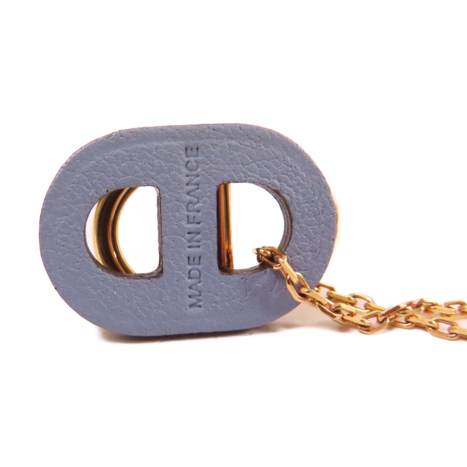 HERMES 牛皮皮革/金屬O'Maillon Pendant Necklace項鏈啡色/金色