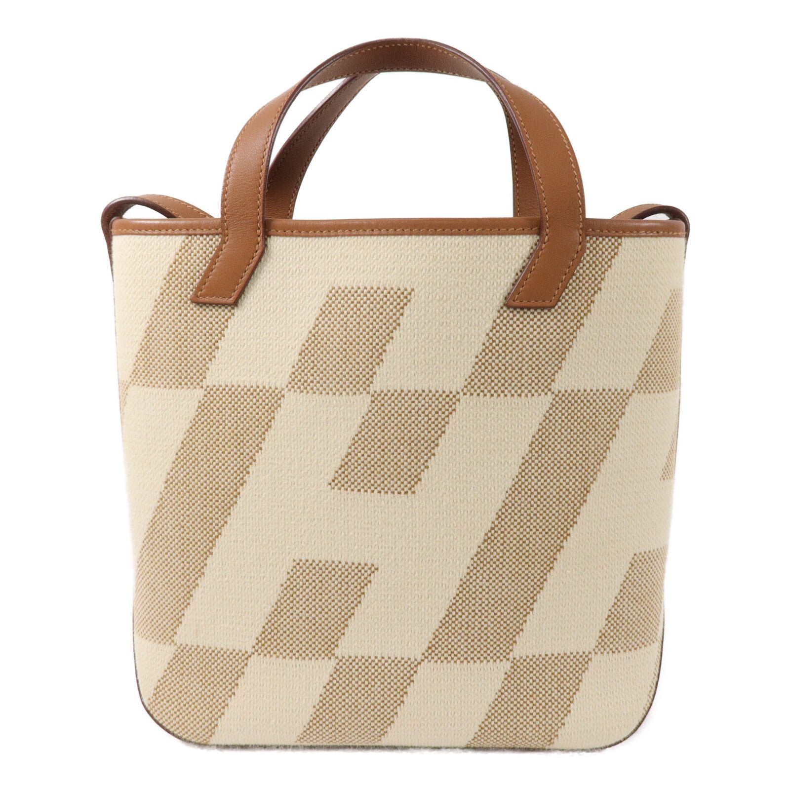 HERMES 帆布Cabas H En Biais 27手挽肩背兩用袋Gold/Beige