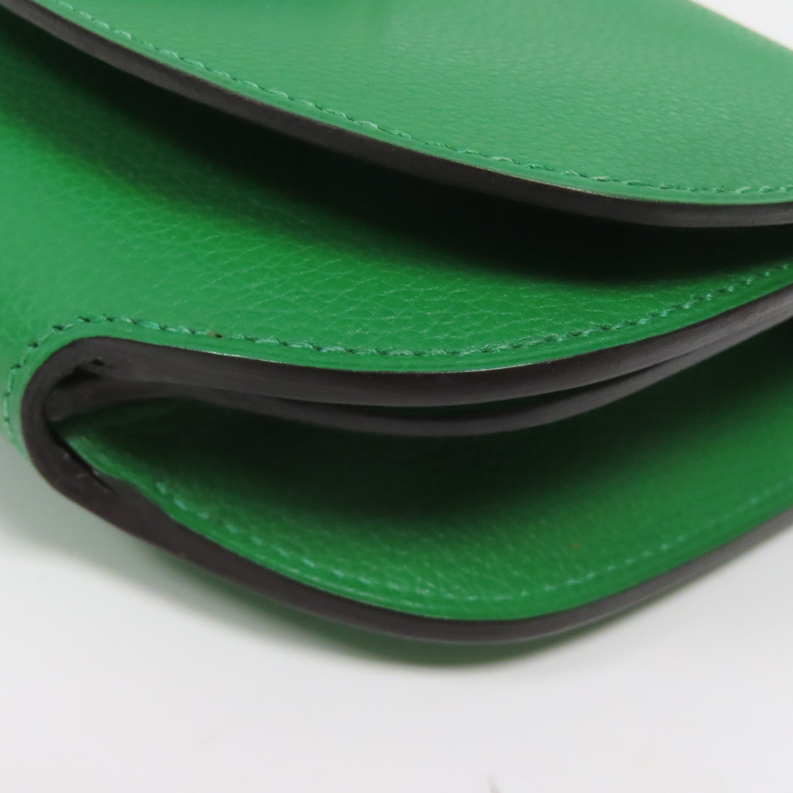 HERMES 【激減優惠】Evercolor皮革Mini Convoyeur銀扣肩背袋竹子綠色