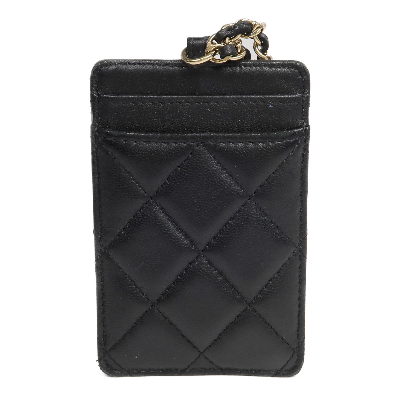 CHANEL 羊皮皮革Card Holder鏈帶卡片套