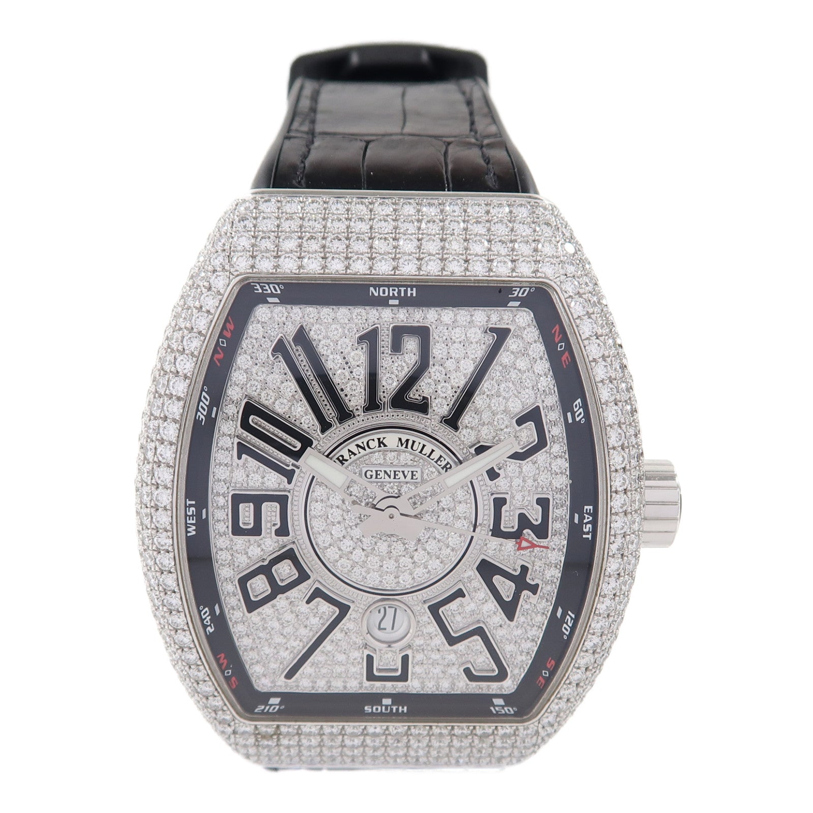 FRANCK MULLER Vanguard Diamond 18K白金/橡膠帶手錶自動機芯銀色
