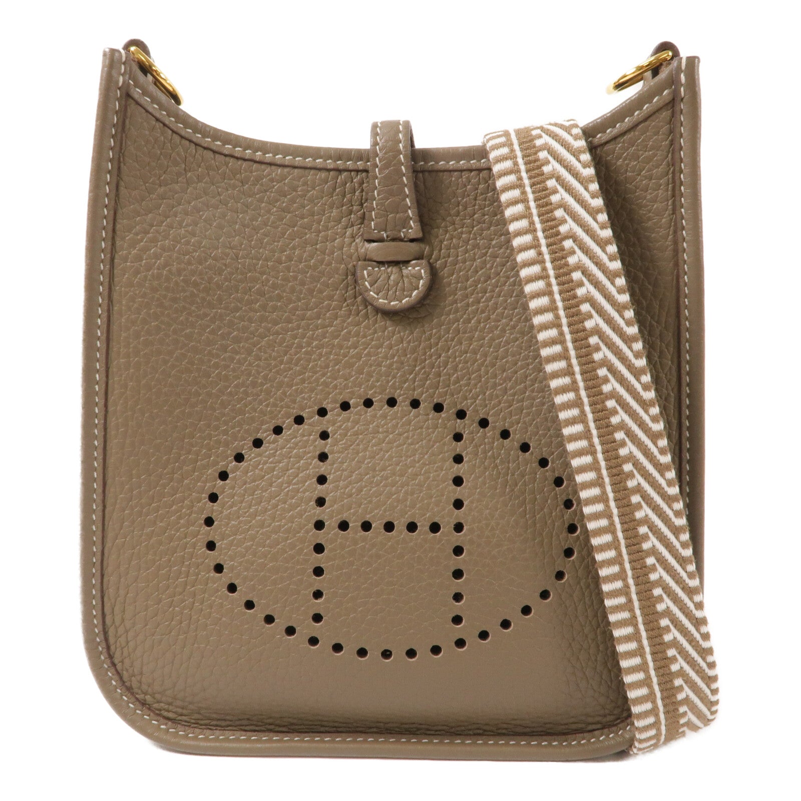 HERMES Clemence皮革Evelyne TPM肩背袋Etoupe