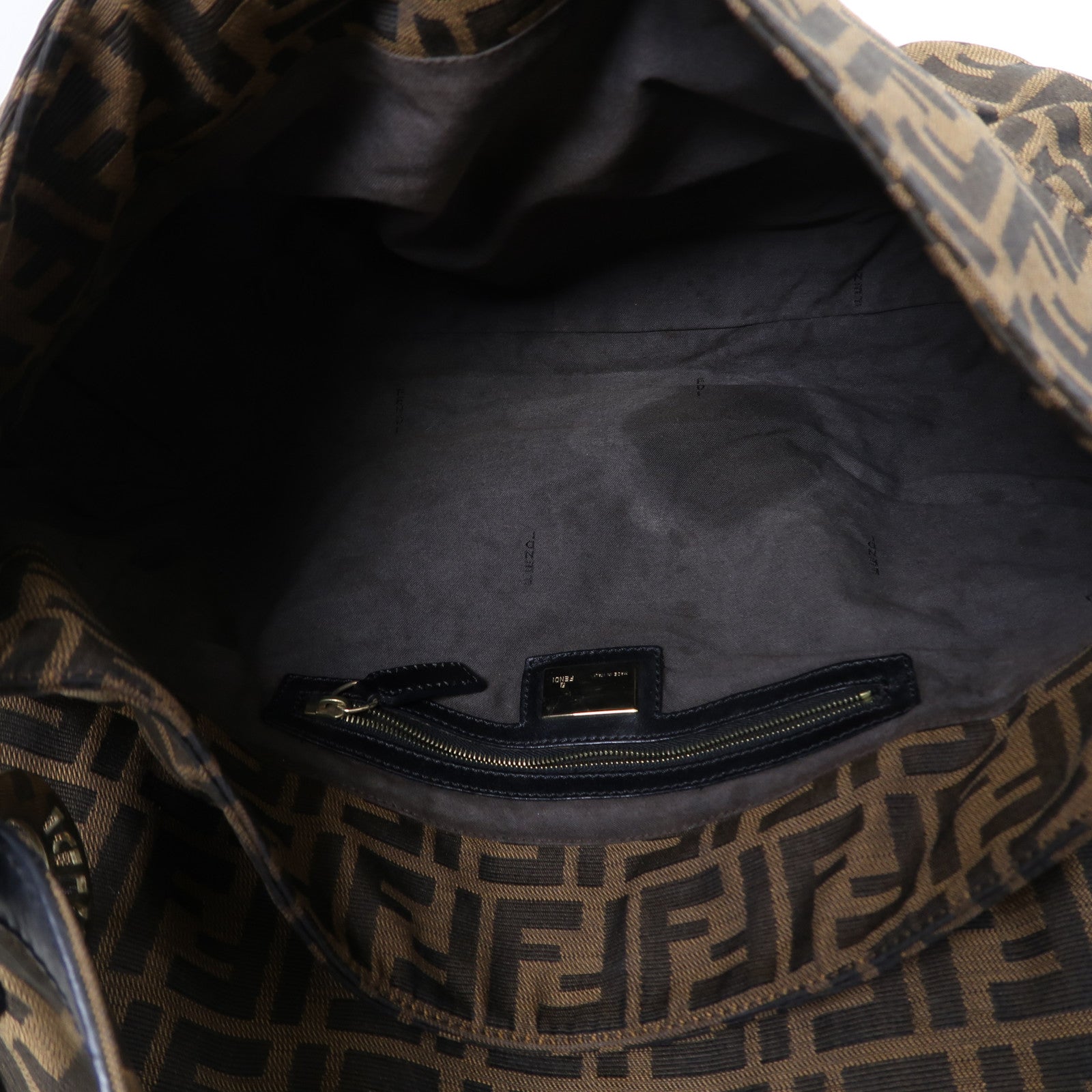 FENDI 帆布Shoulder Bag金扣肩背袋啡色