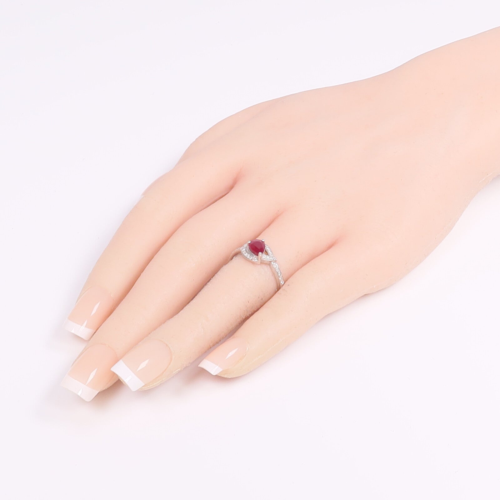 JEWELRY 18K白金Ruby Diamond Ring紅寶石/鑽石戒指US#6.5