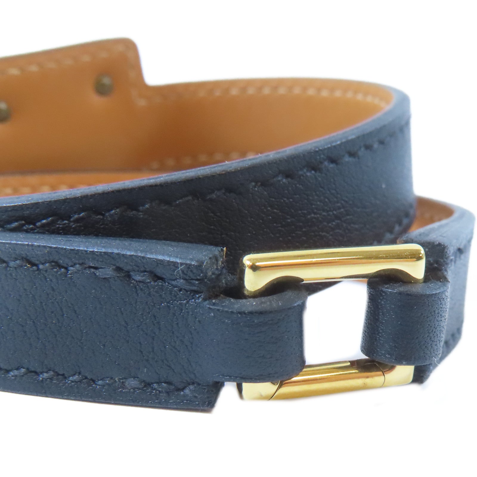 HERMES Swift皮革O'Kelly Bracelet金扣手鐲黑色