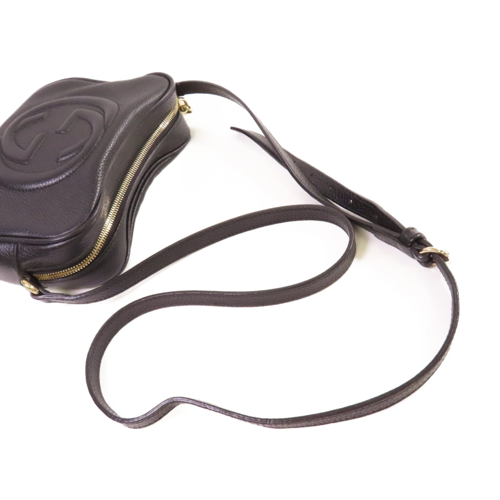 GUCCI 牛皮皮革Soho Small Disco Shoulder Bag金扣肩背袋黑色