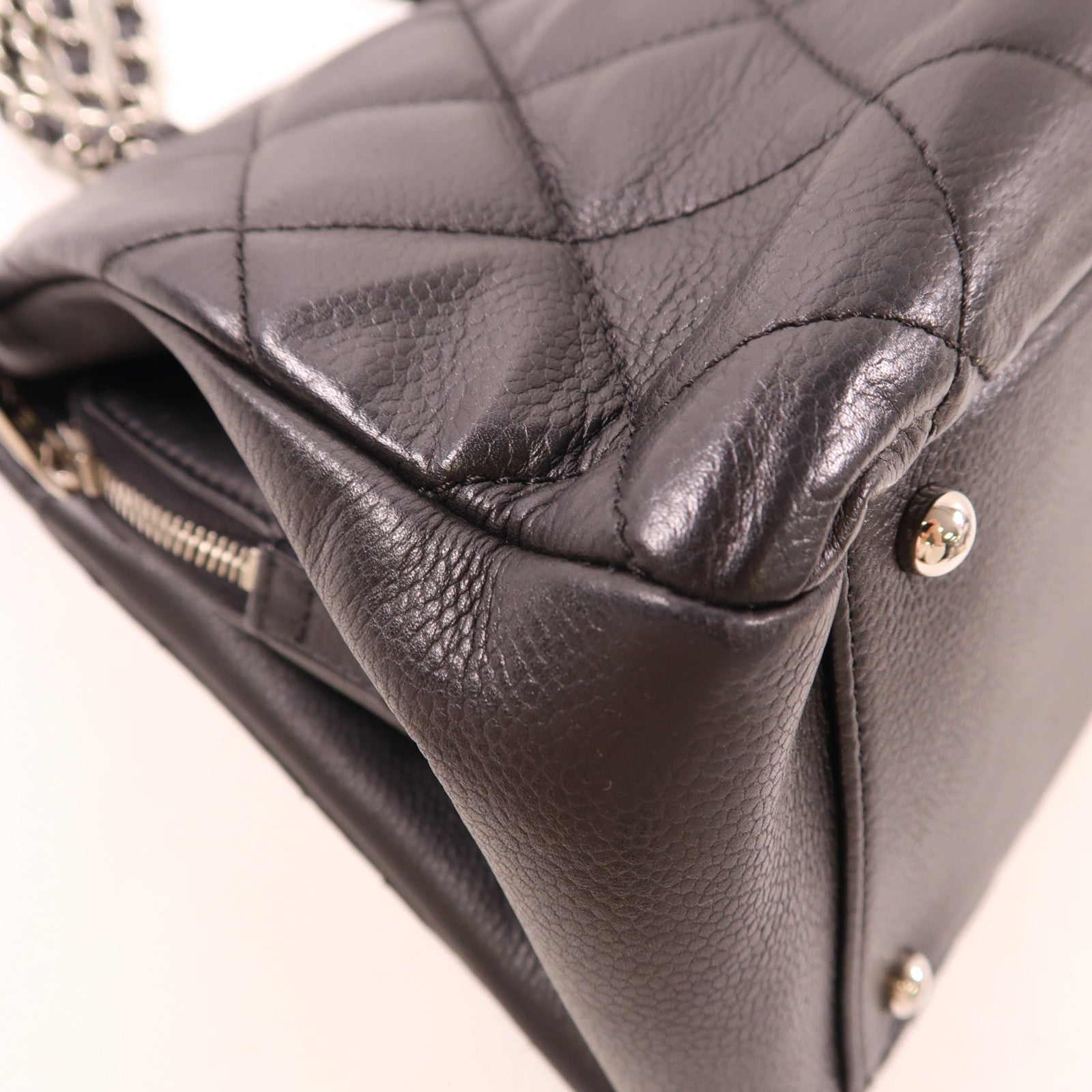 CHANEL 牛皮皮革Shoulder Tote銀扣鏈帶肩背袋/手挽袋