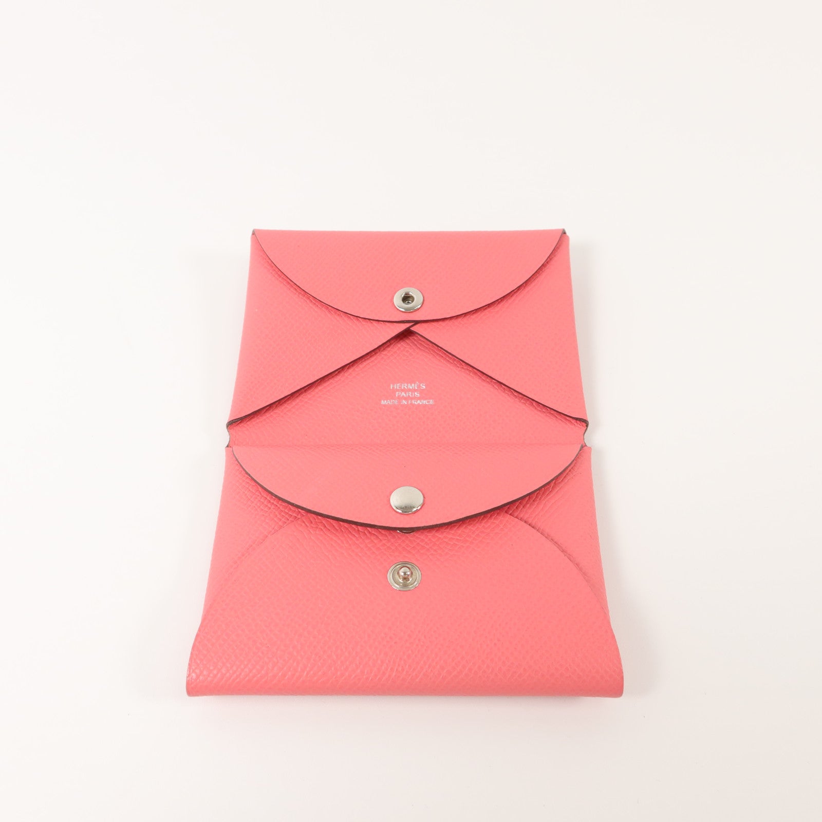 HERMES Epsom皮革Calvi Duo卡片套Rose Azalee