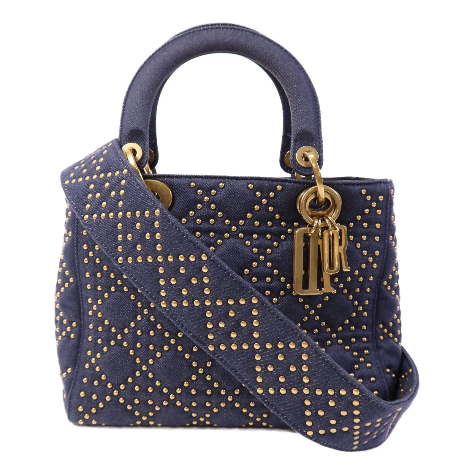 Dior 【激減優惠】Denim Lady Dior Tote金扣手挽肩背兩用袋