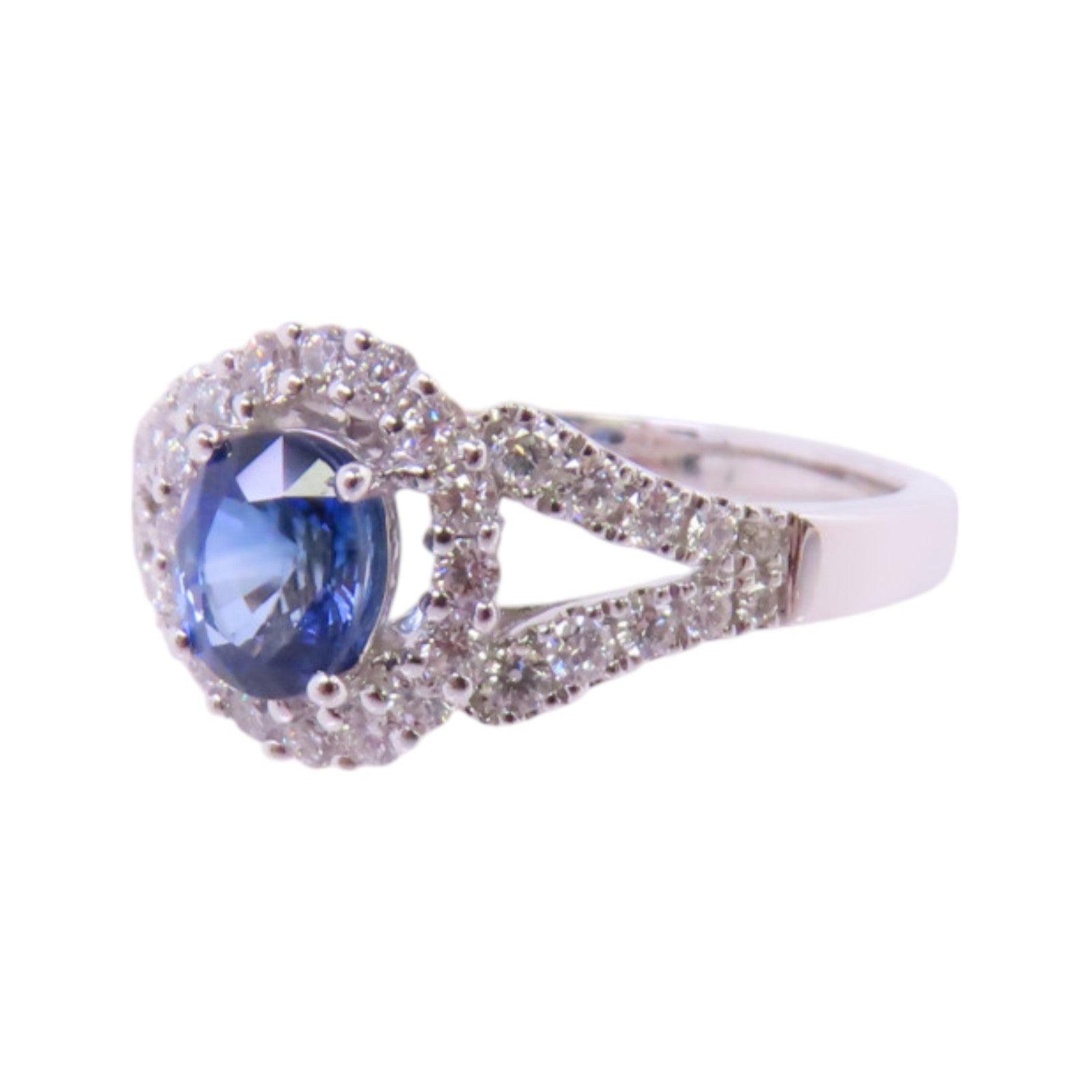 JEWELRY 【激減優惠】18K白金/藍寶石/鑽石Sapphire Diamond Ring戒指US#5.5