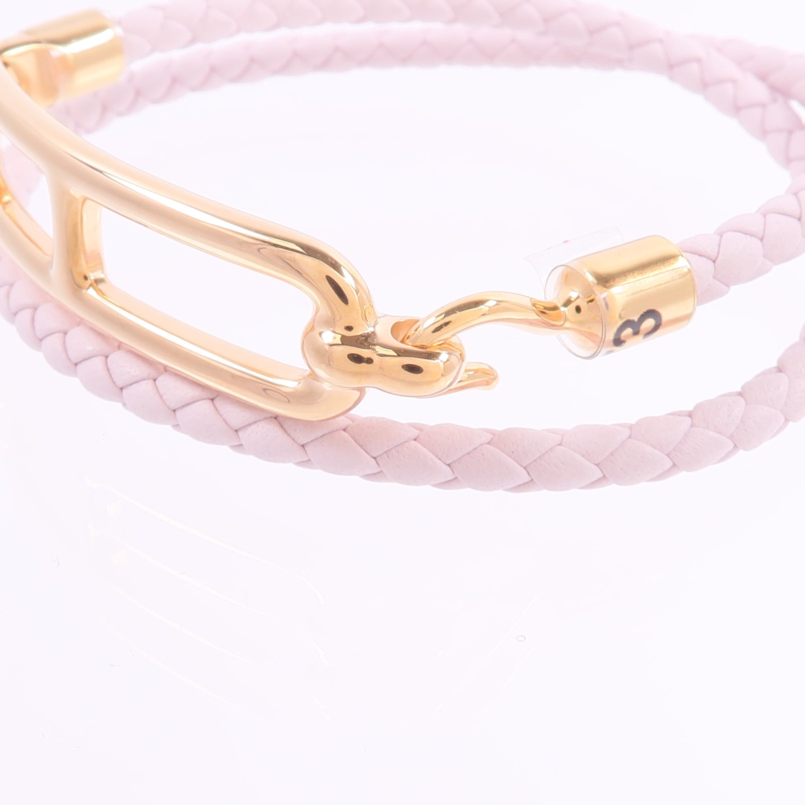 HERMES Swift皮革Roulis Double Tour Bracelet手帶Mauve Pale