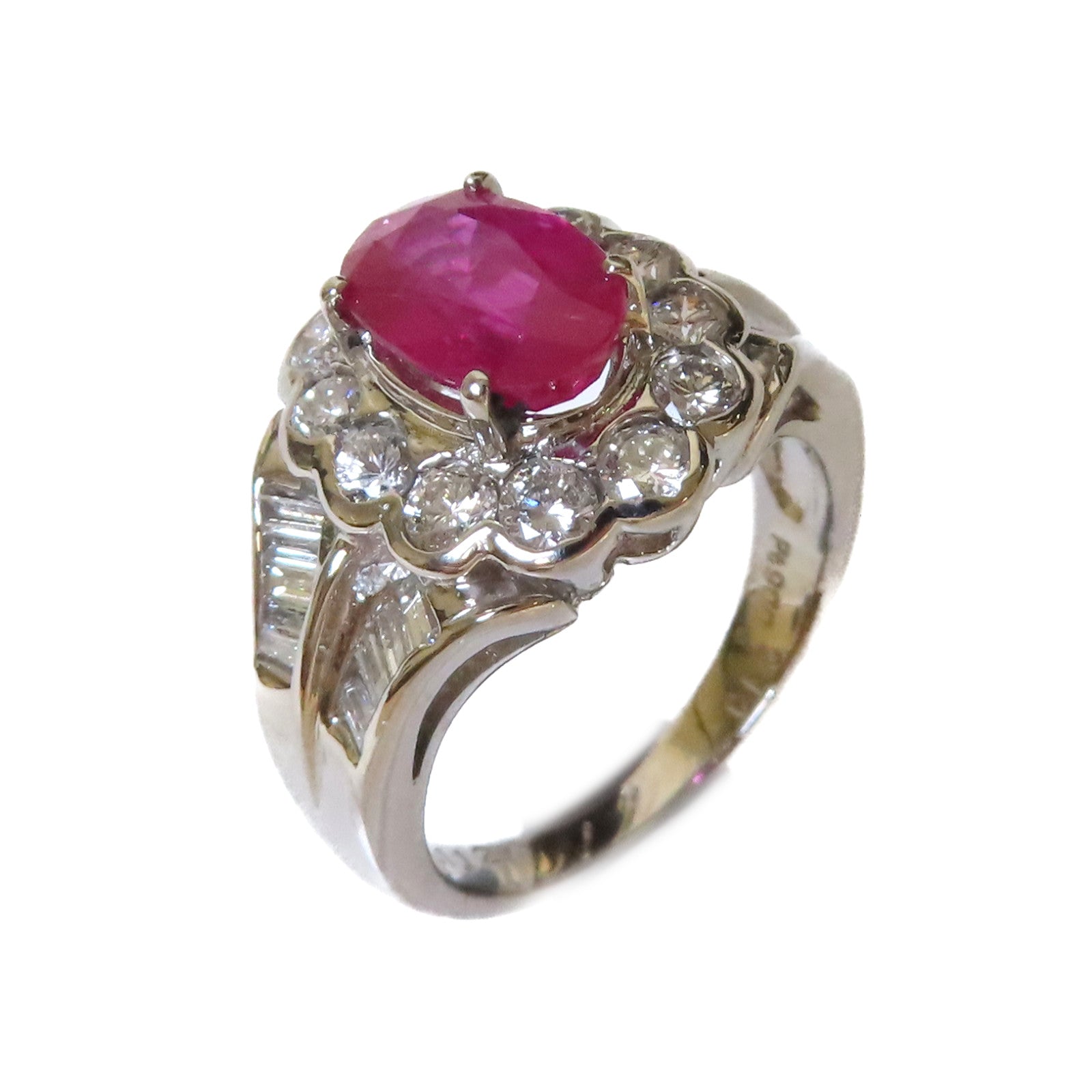 JEWELRY 【激減優惠】PT900鉑金/2.10ct紅寶石/1.12ct鑽石Ruby Ring戒指US#5.5