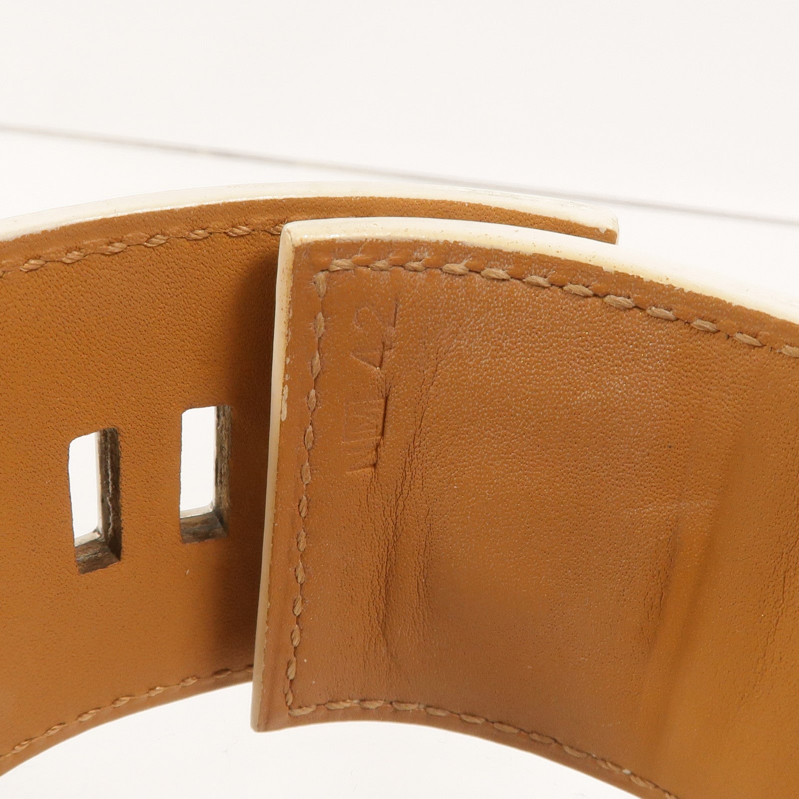 HERMES Epsom皮革/金屬Collier De Chien Bracelet手鐲