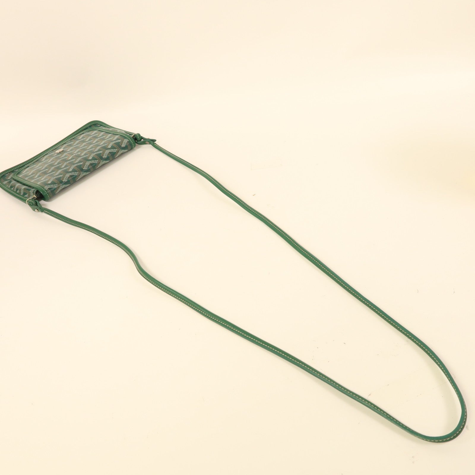 GOYARD 塗層帆布Plumet銀扣肩背袋綠色