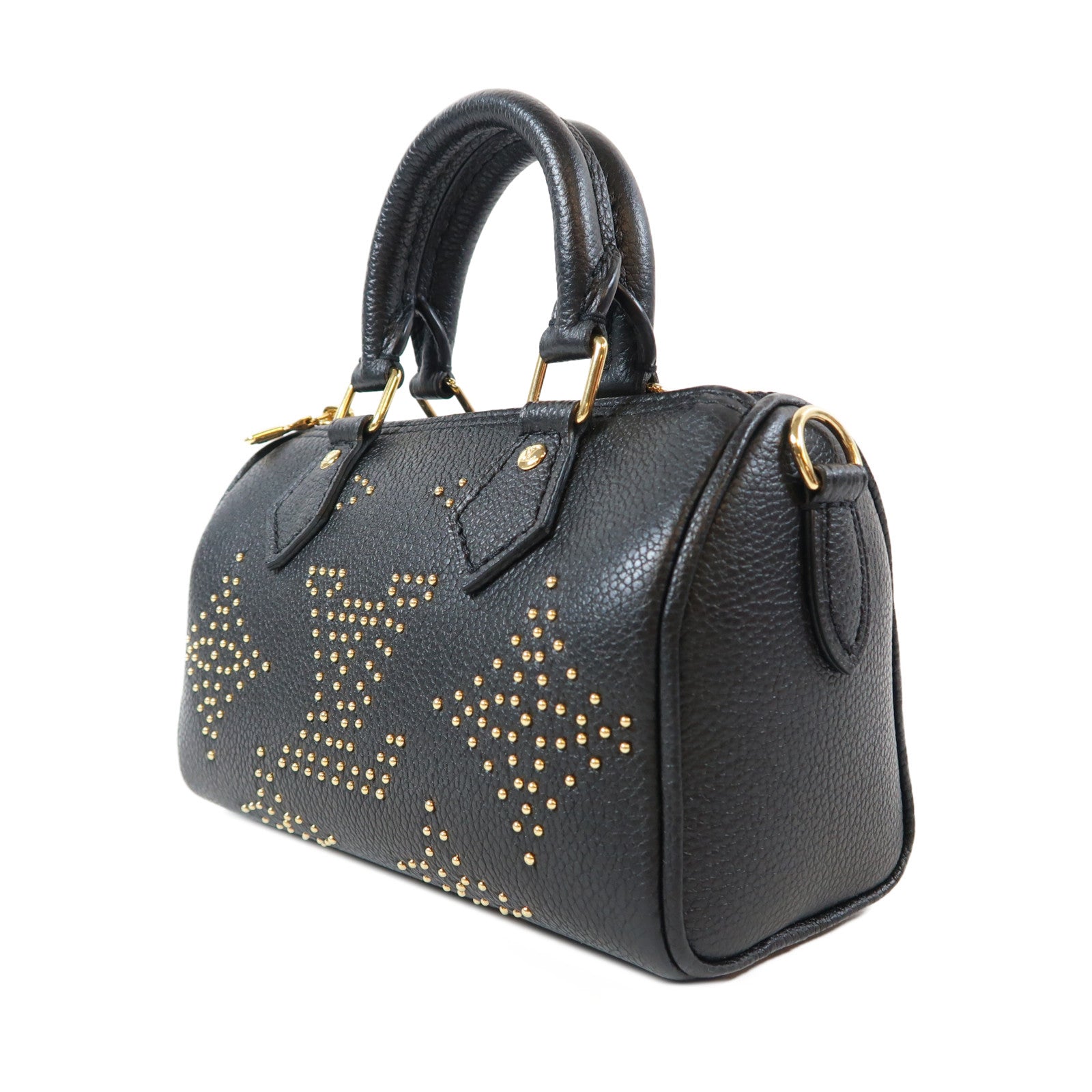 LOUIS VUITTON Monogram Empreinte Nano Speedy金扣手挽肩背兩用袋黑色