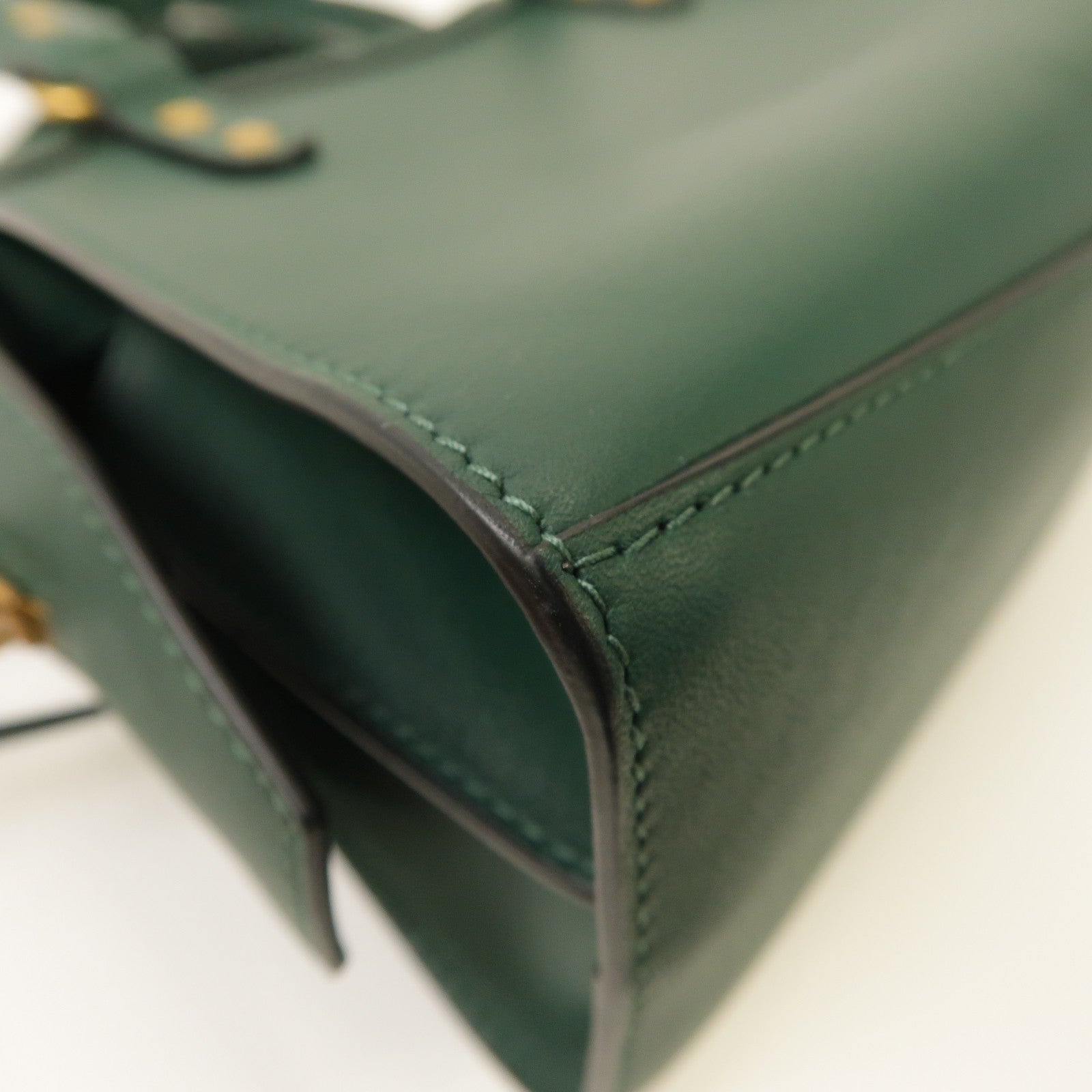 BALENCIAGA 皮革Neo Classic金扣手挽肩背兩用袋綠色